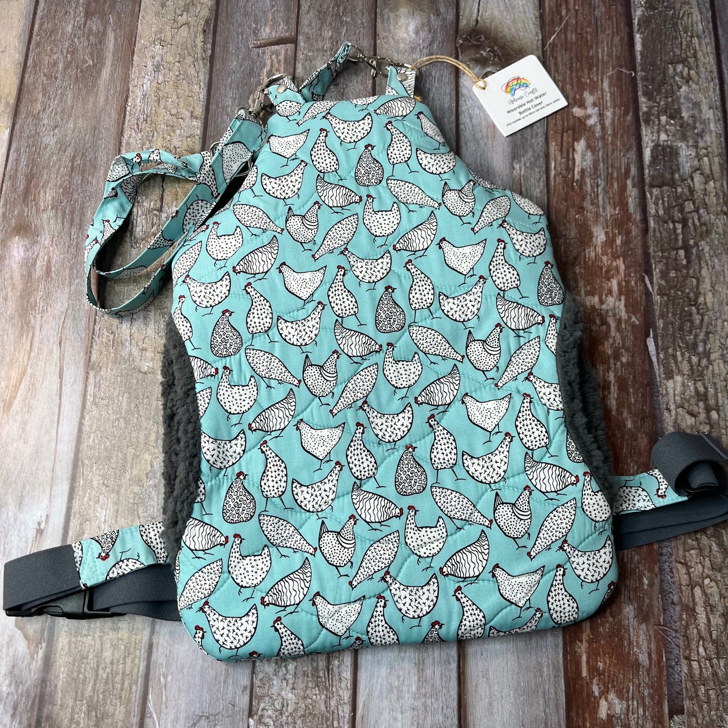 Wearable Hot Water Bottle Cover - Mint Chickens 🐓 - Uphouse Crafts