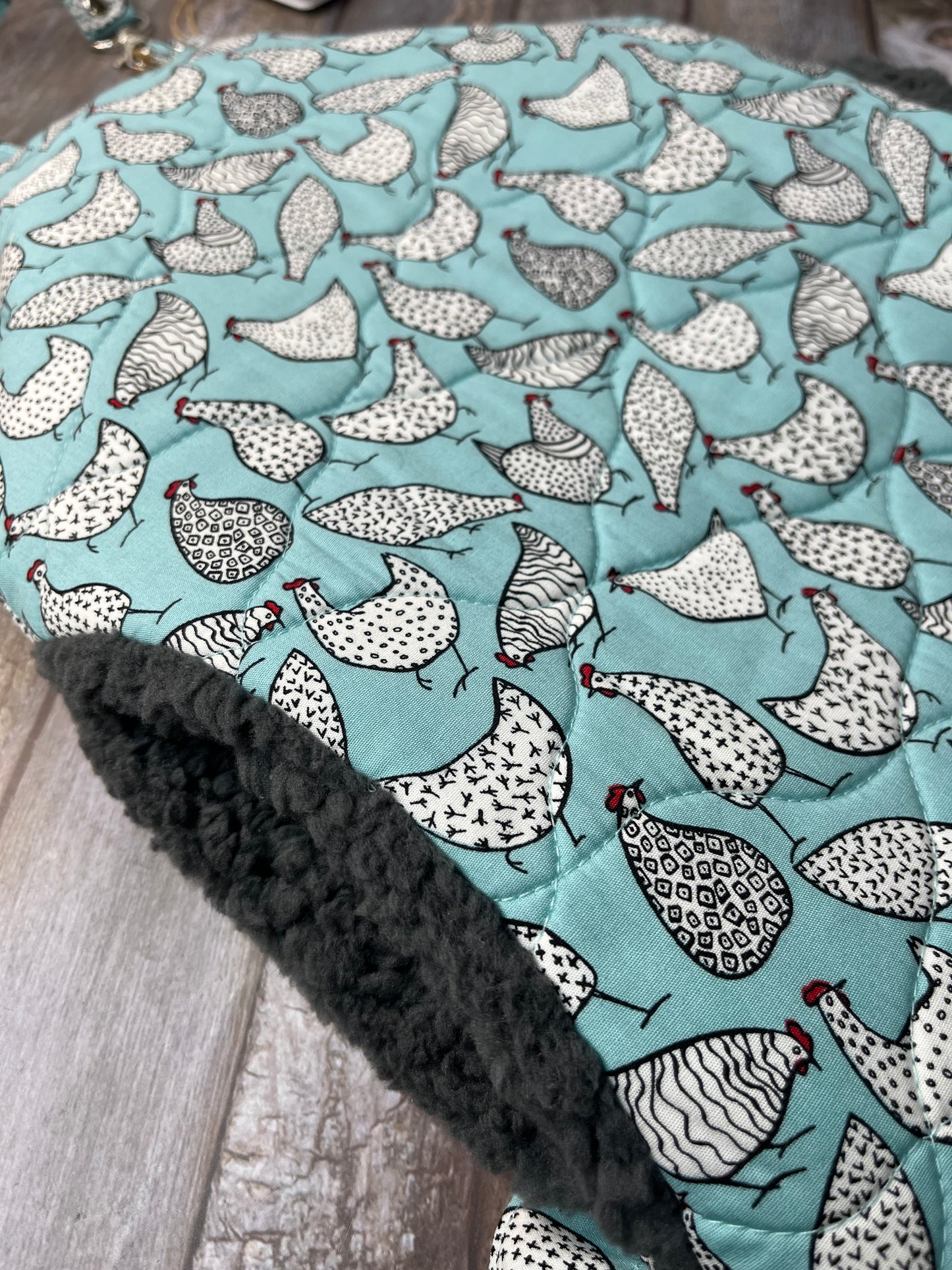 Wearable Hot Water Bottle Cover - Mint Chickens 🐓 - Uphouse Crafts