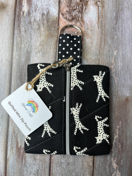 Mini Zip Pouch - Black White Cat - Uphouse Crafts