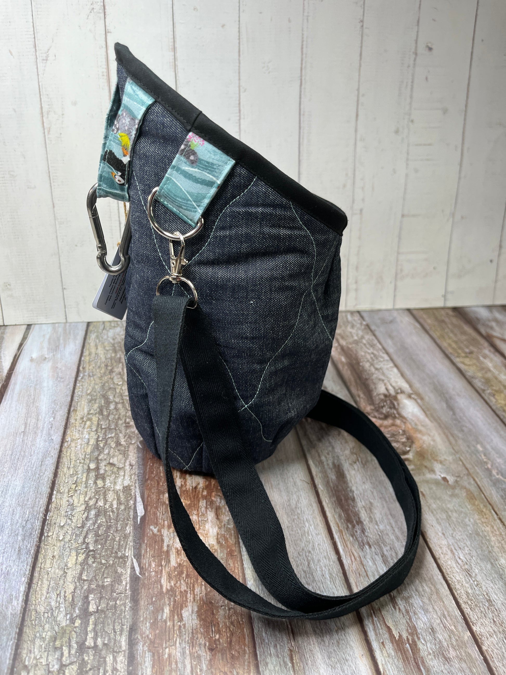 New Style Denim Clothes Peg Bag - Green Puffin on Rocks - Uphouse Crafts