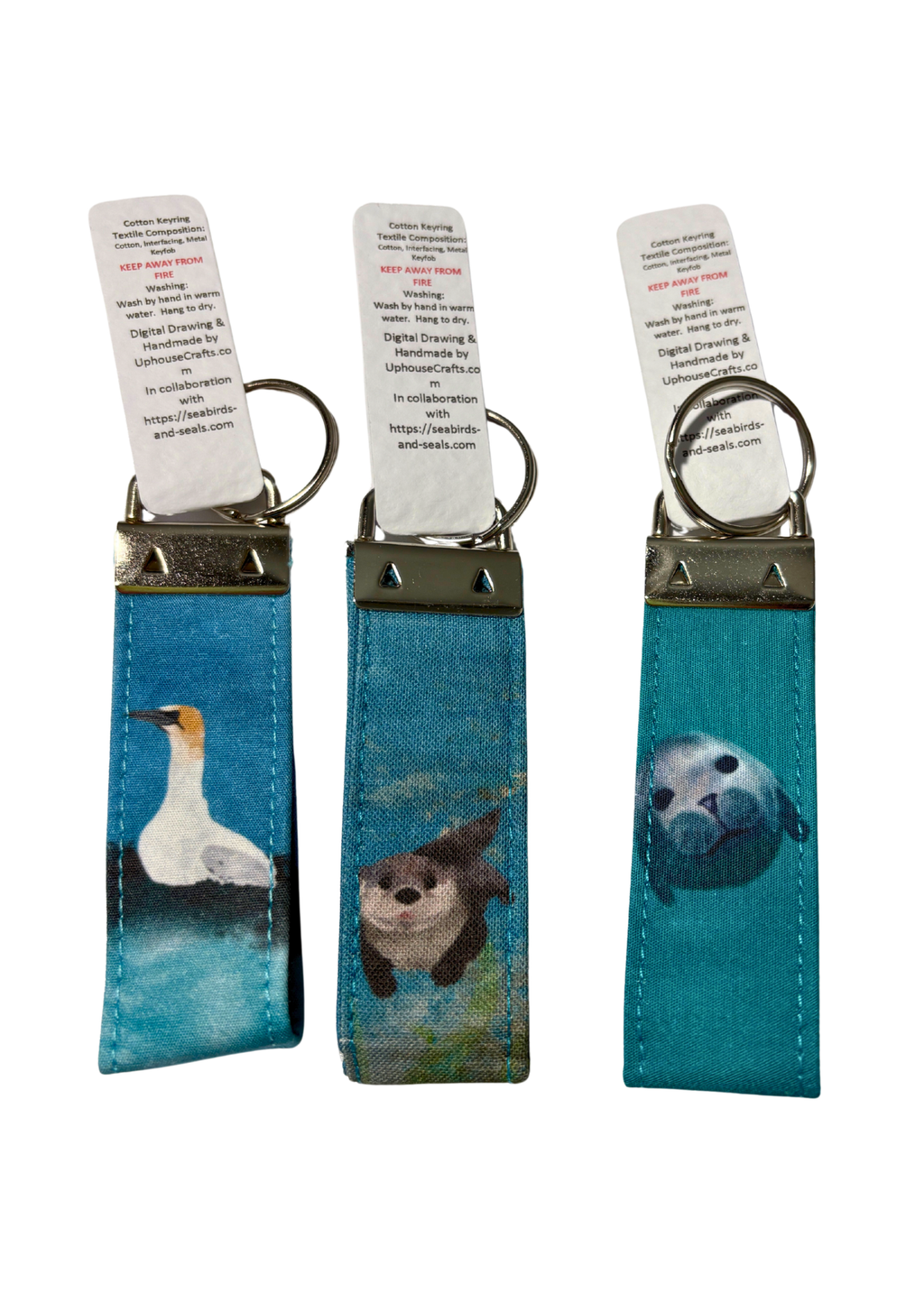 Wholesale | Handmade Cotton Gannet, Otter & Seal Keyrings - (BOX of 10)