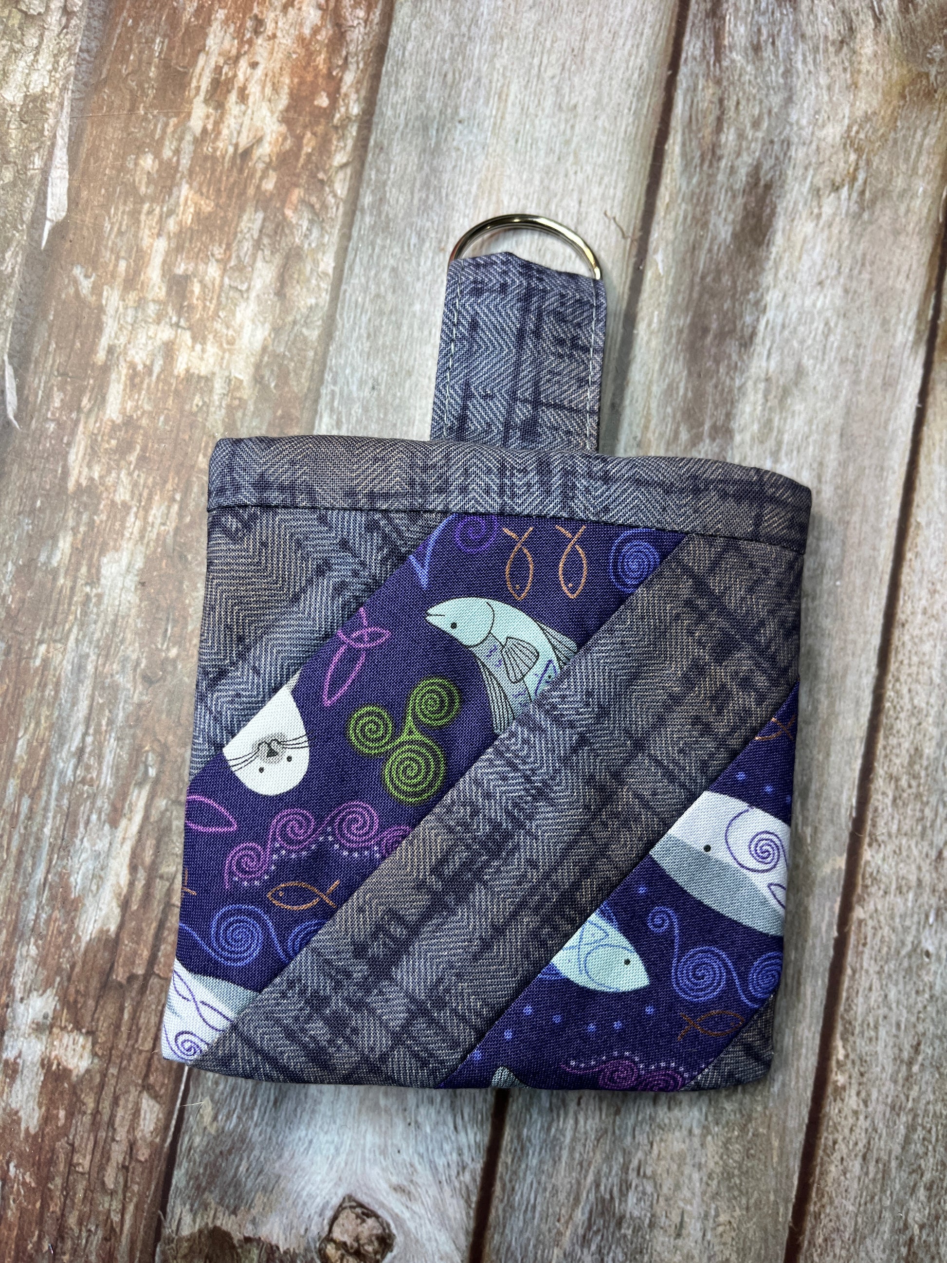 Mini Zip Pouch - Purple whale seal - Uphouse Crafts