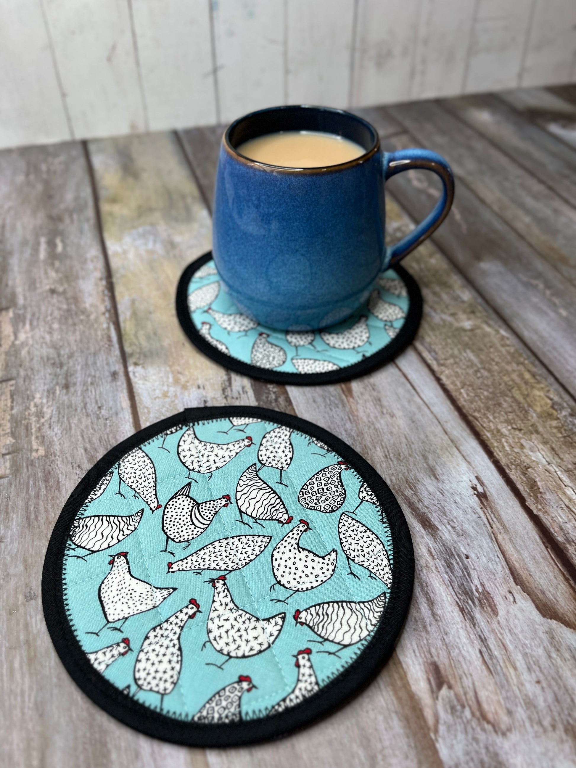 Round Fabric Coasters Set of 2 - Chickens - Uphouse Crafts