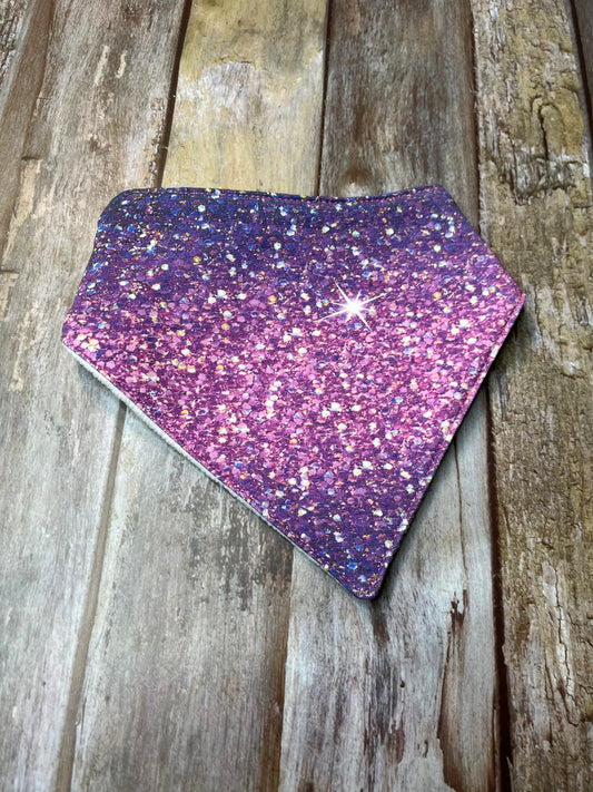 Baby Dribble Bandana Bib 0-12 months - Purple Pink Sparkle Glitter Effect - Uphouse Crafts
