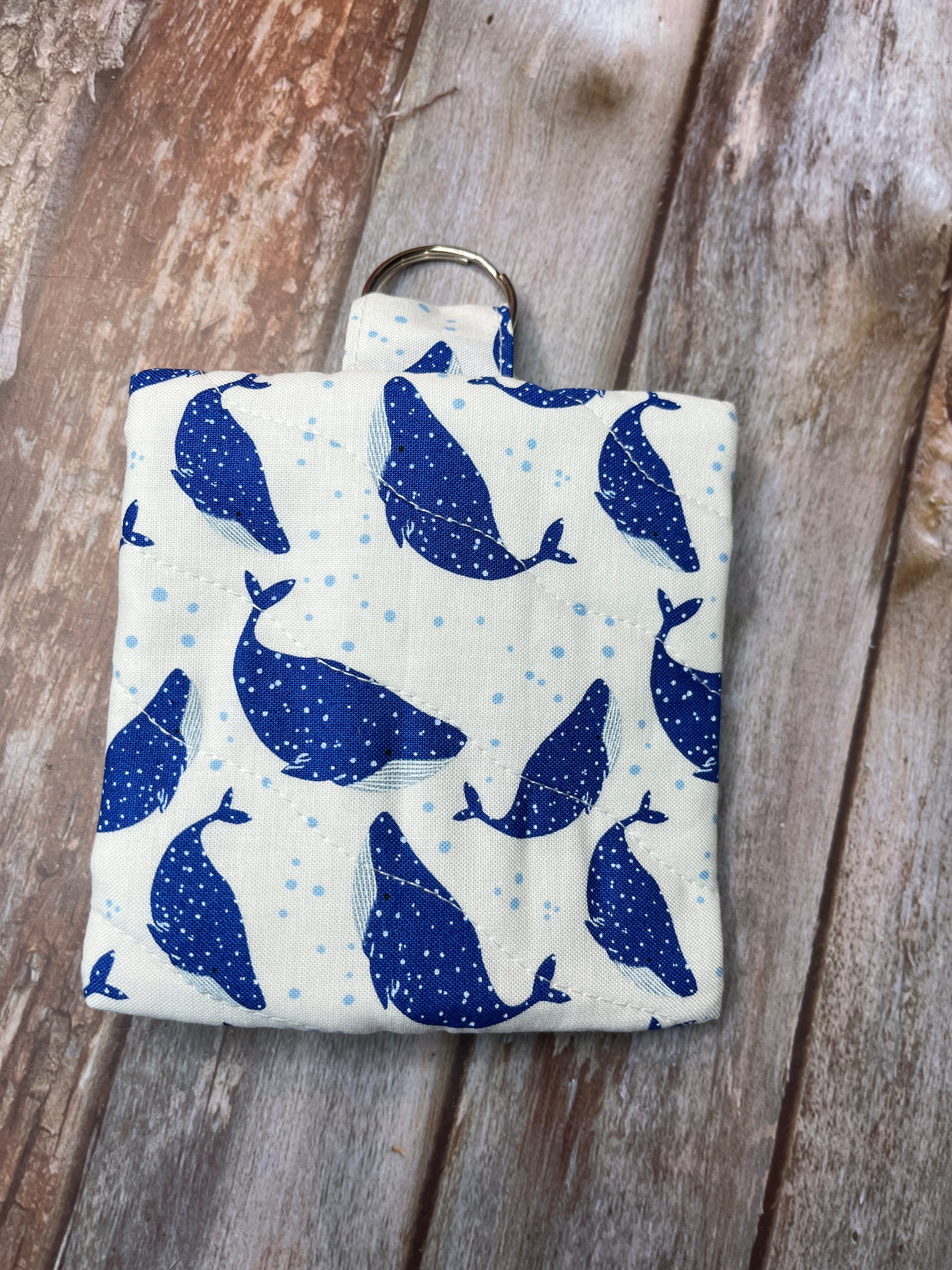 Mini Zip Pouch - Blue White Whale - Uphouse Crafts