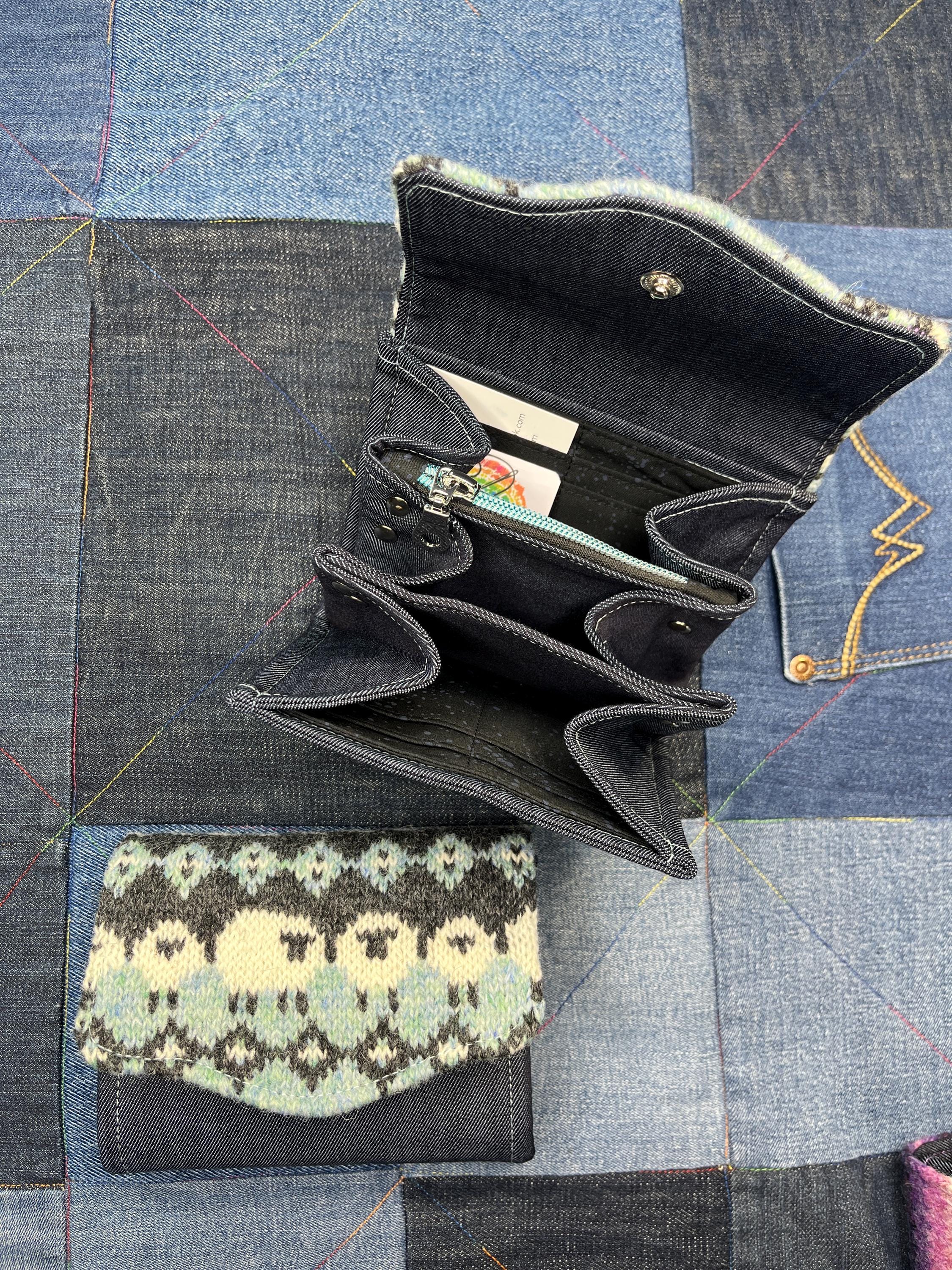 Aqua Grey Sheep Wool Purse - Uphouse Crafts