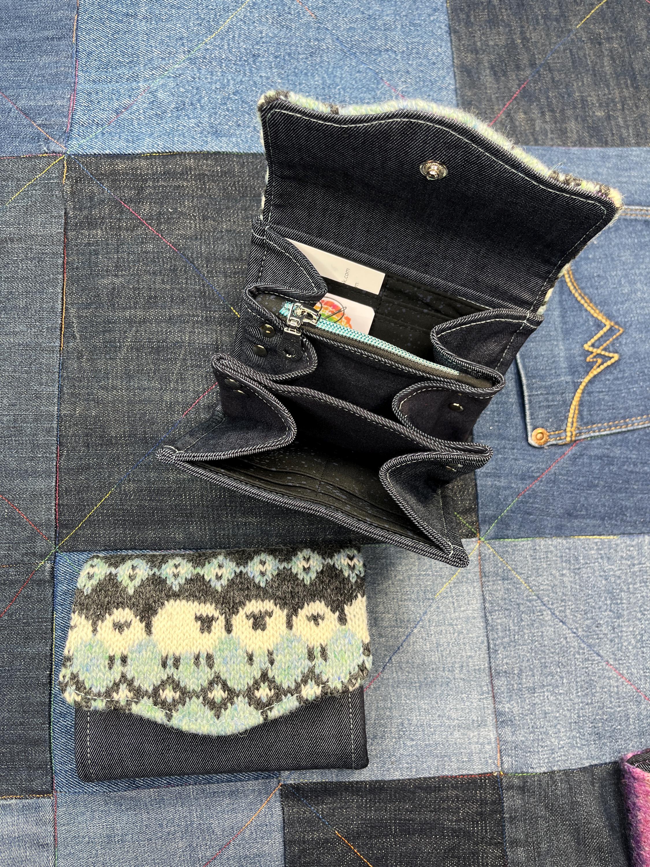 Aqua Grey Sheep Wool Purse - Uphouse Crafts