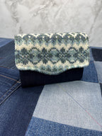 Aqua Ivory Grey Wool Fair Isle Purse - Uphouse Crafts