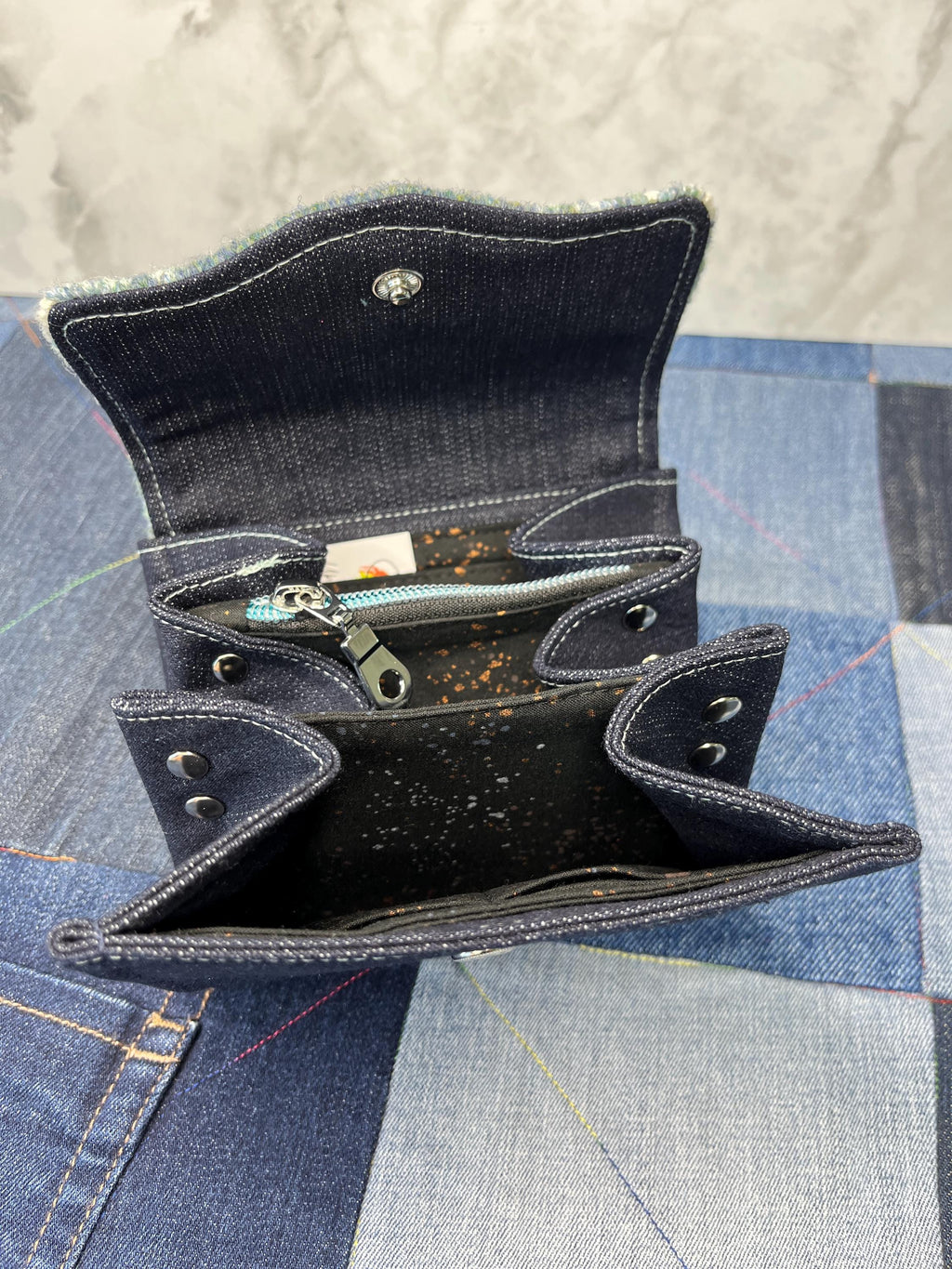 Aqua Ivory Grey Wool Fair Isle Purse - Uphouse Crafts