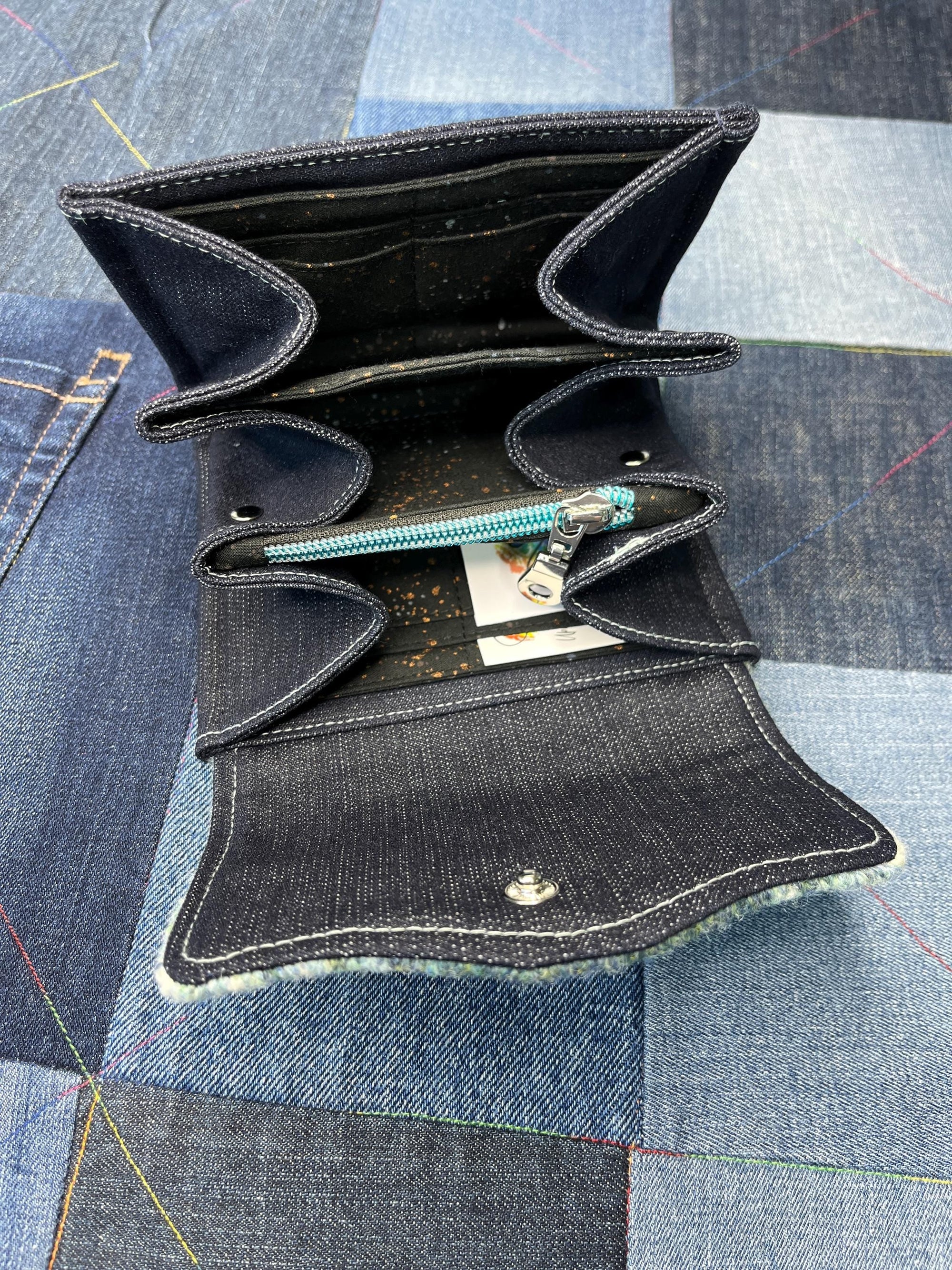 Aqua Ivory Grey Wool Fair Isle Purse - Uphouse Crafts