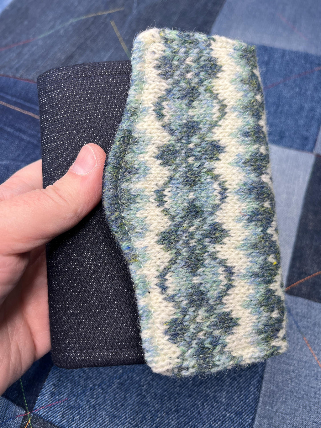 Aqua Ivory Grey Wool Fair Isle Purse - Uphouse Crafts