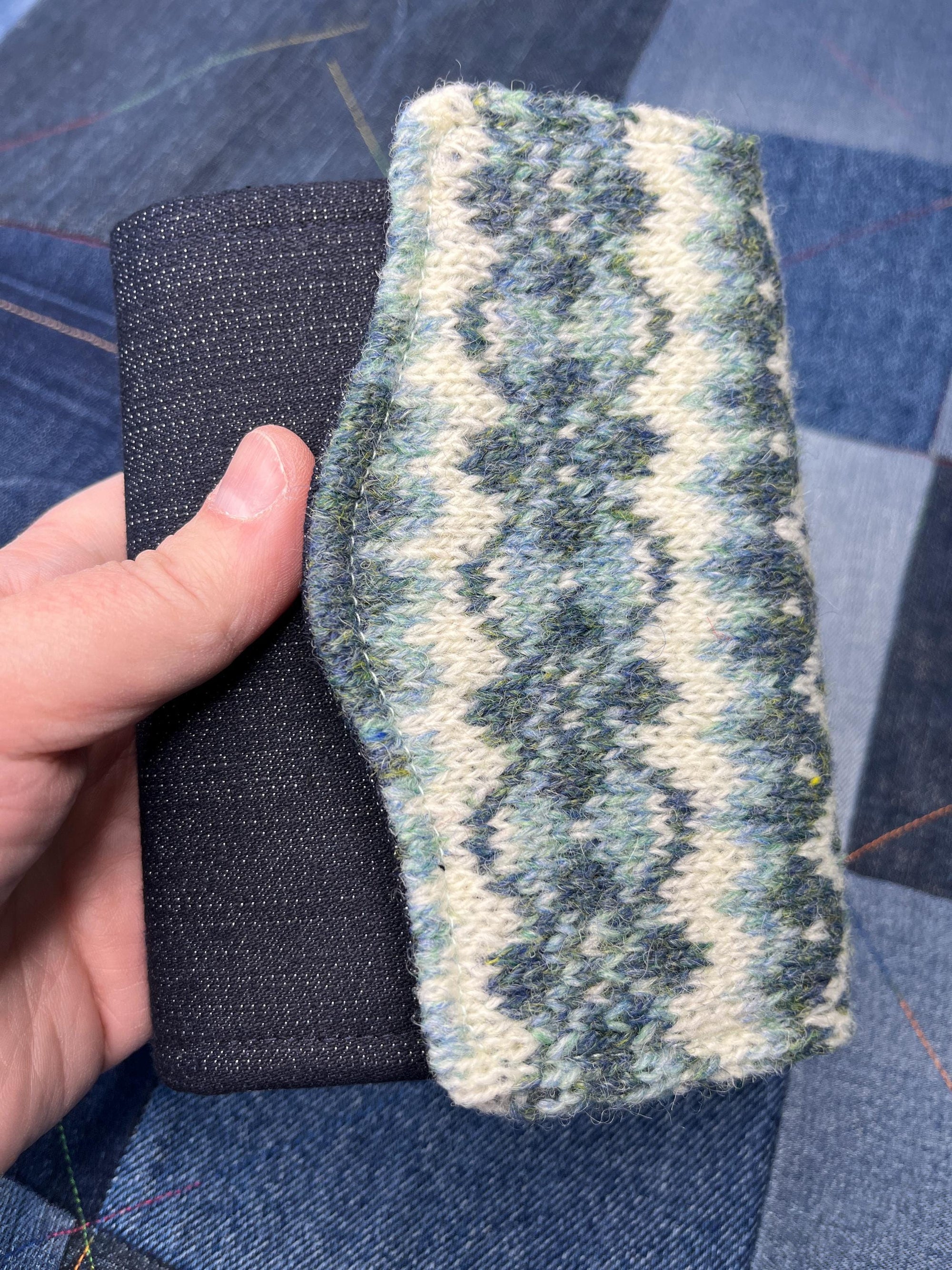 Aqua Ivory Grey Wool Fair Isle Purse - Uphouse Crafts