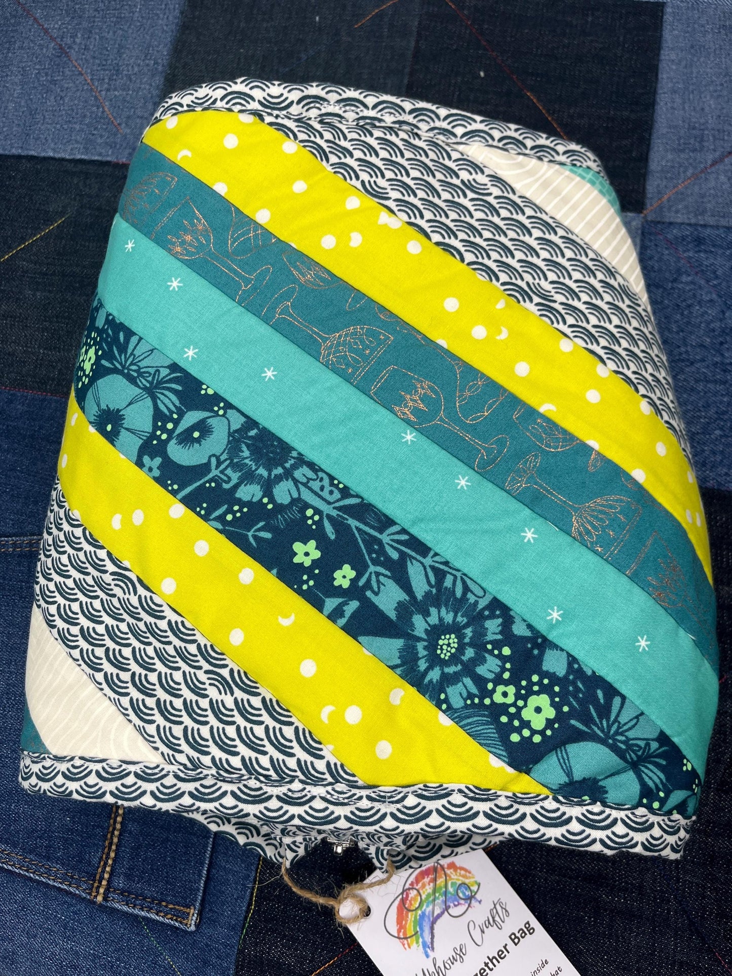 Aqua Lime Teal Sew Together Bag - Uphouse Crafts