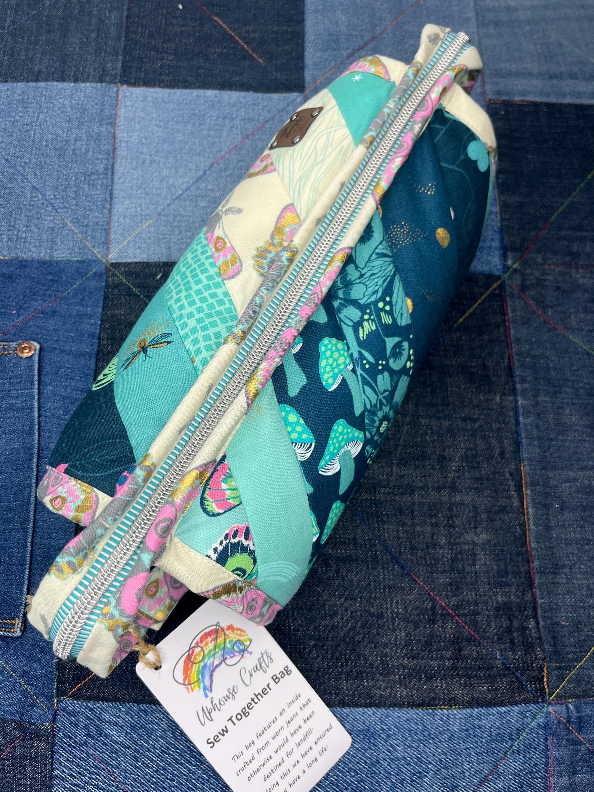 Aqua Pink Green Sew Together Bag - Uphouse Crafts