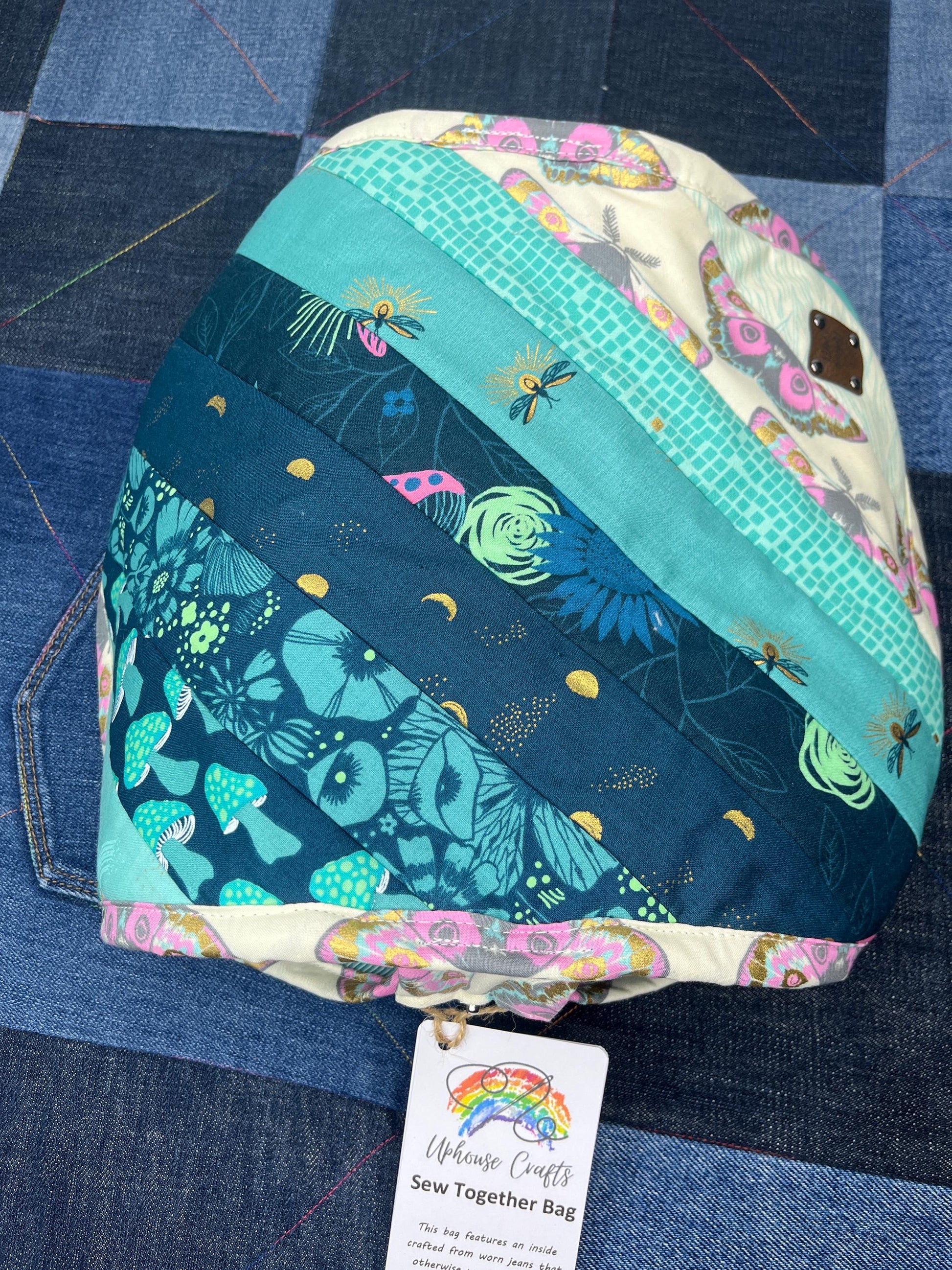 Aqua Pink Green Sew Together Bag - Uphouse Crafts