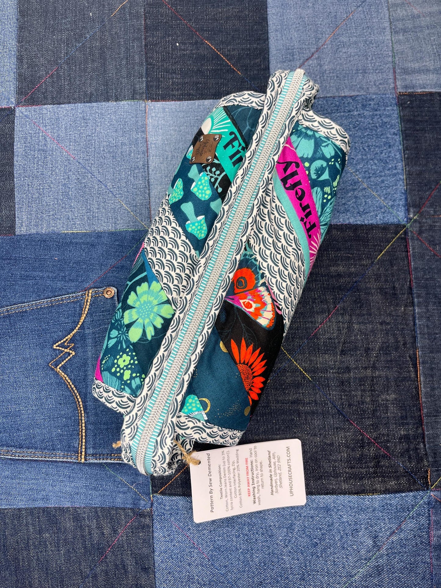 Aqua Teal Pink Sew Together Bag - Uphouse Crafts