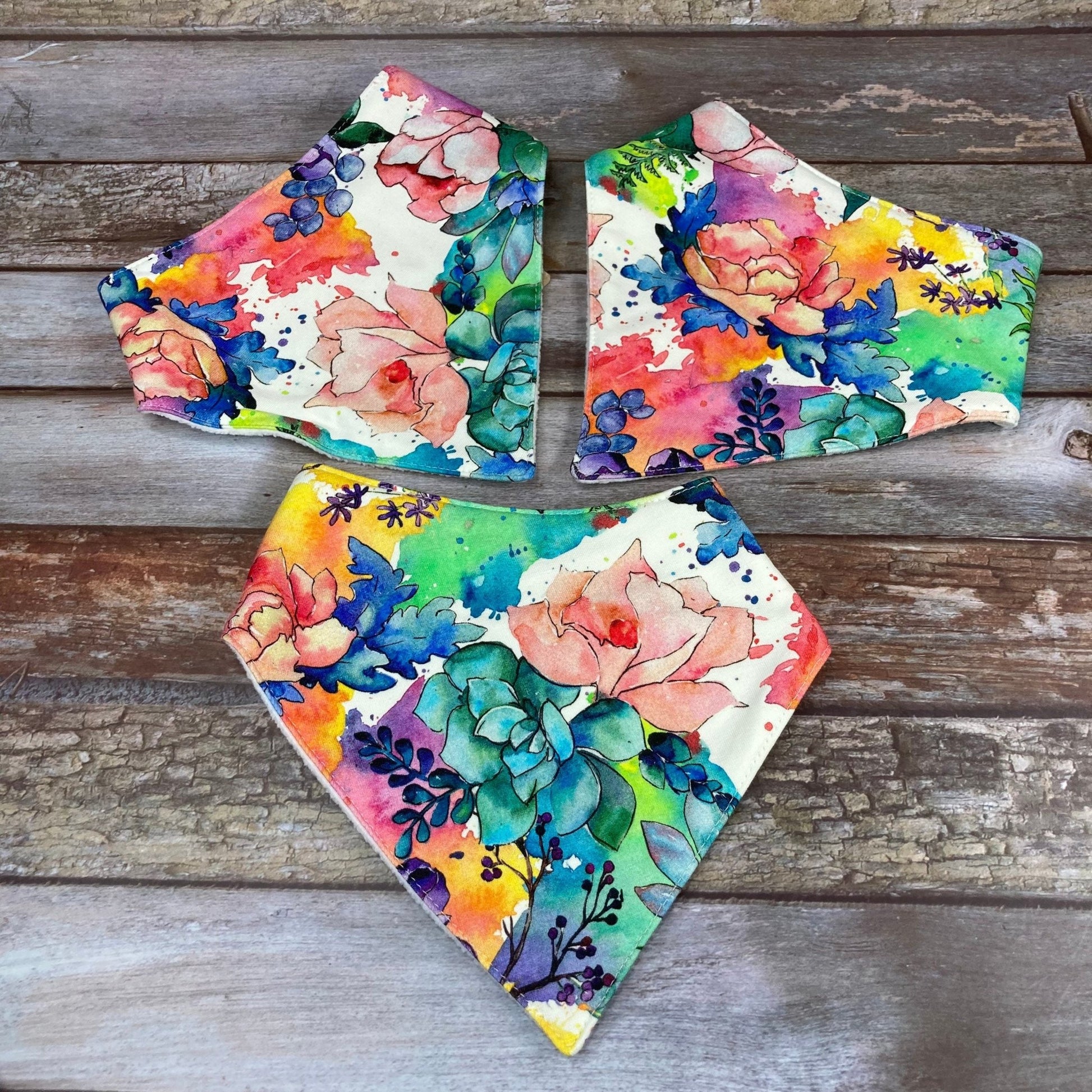 Baby Dribble Bandana Bib 0 - 12 months - Bright Floral - Uphouse Crafts