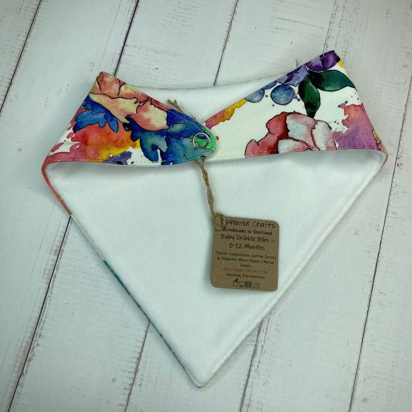 Baby Dribble Bandana Bib 0 - 12 months - Bright Floral - Uphouse Crafts