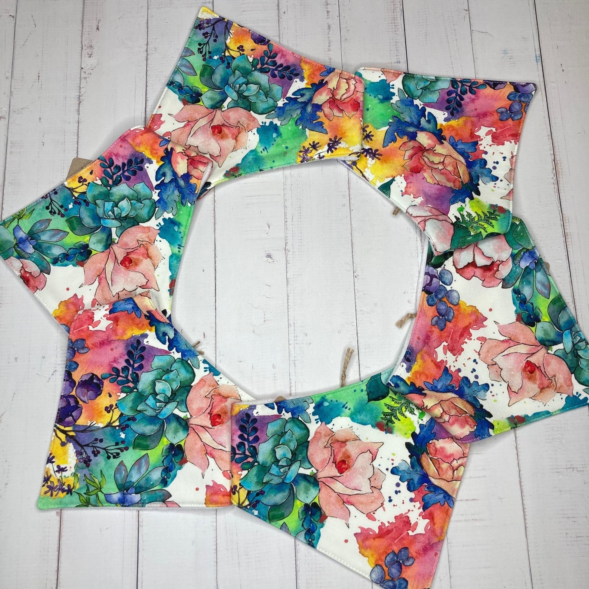 Baby Dribble Bandana Bib 0 - 12 months - Bright Floral - Uphouse Crafts