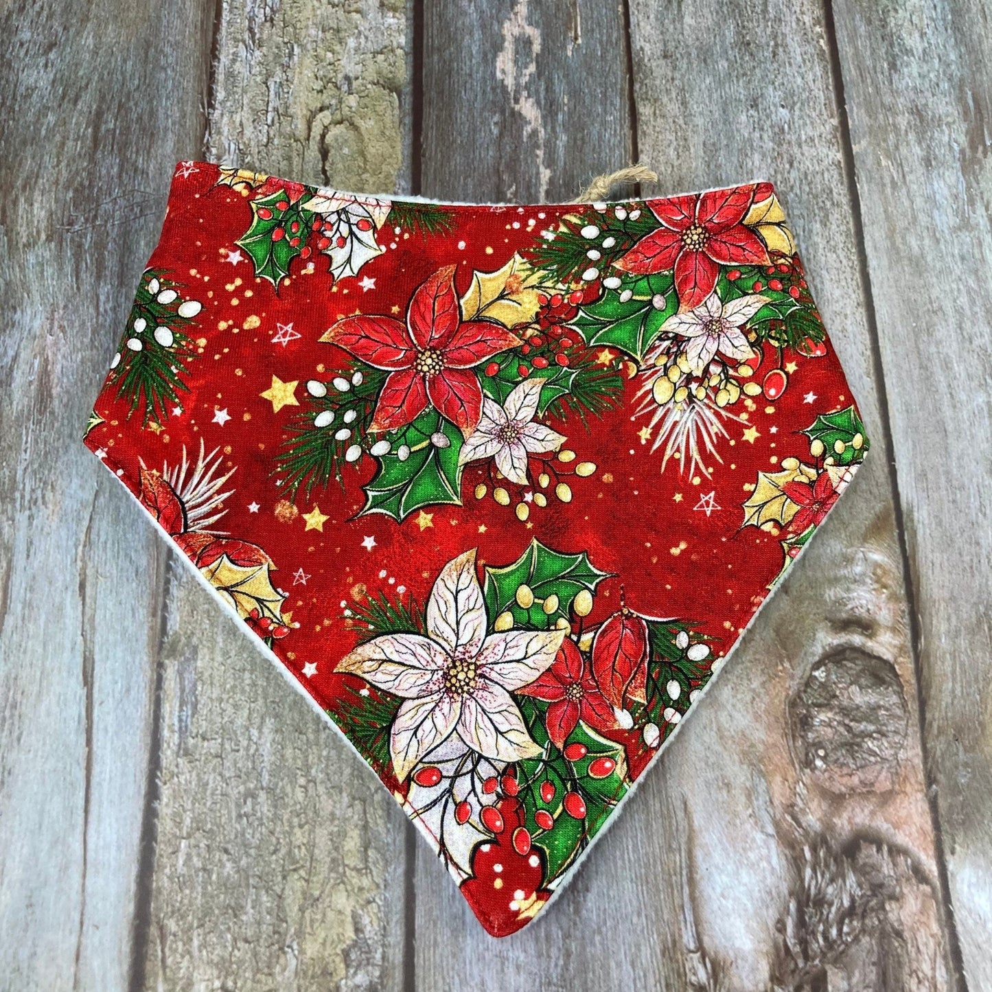 Baby Dribble Bandana Bib 0 - 12 months - Christmas poinsettia - Uphouse Crafts