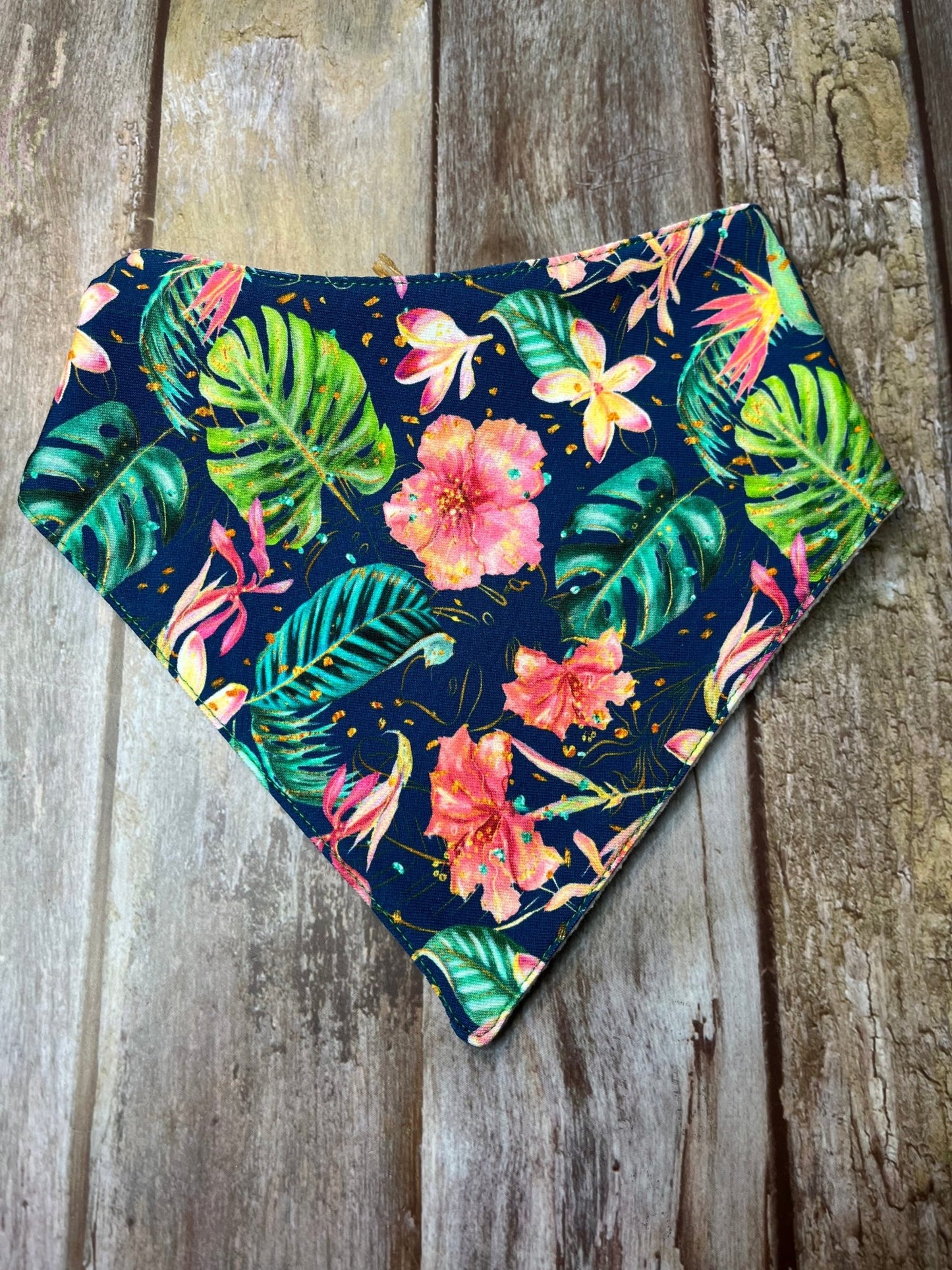 Baby Dribble Bandana Bib 0 - 12 months - Pink Green Floral - Uphouse Crafts