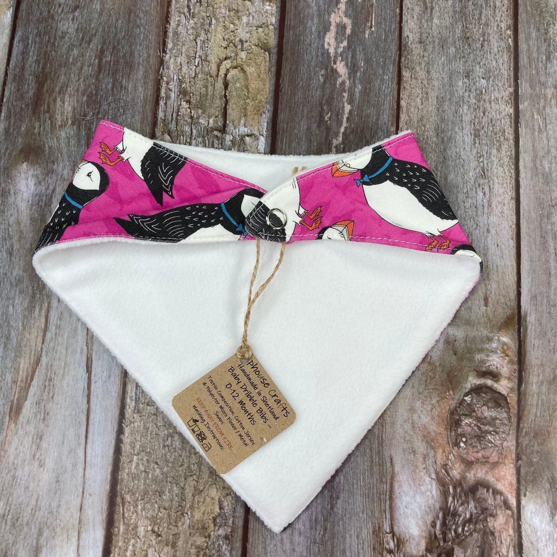 Baby Dribble Bib | Pink Puffin