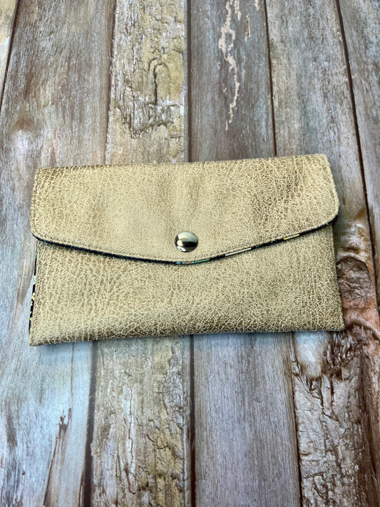 Beige Faux Suede Slim Purse | Patchwork Purse | Phone Clutch Wallet - Uphouse Crafts