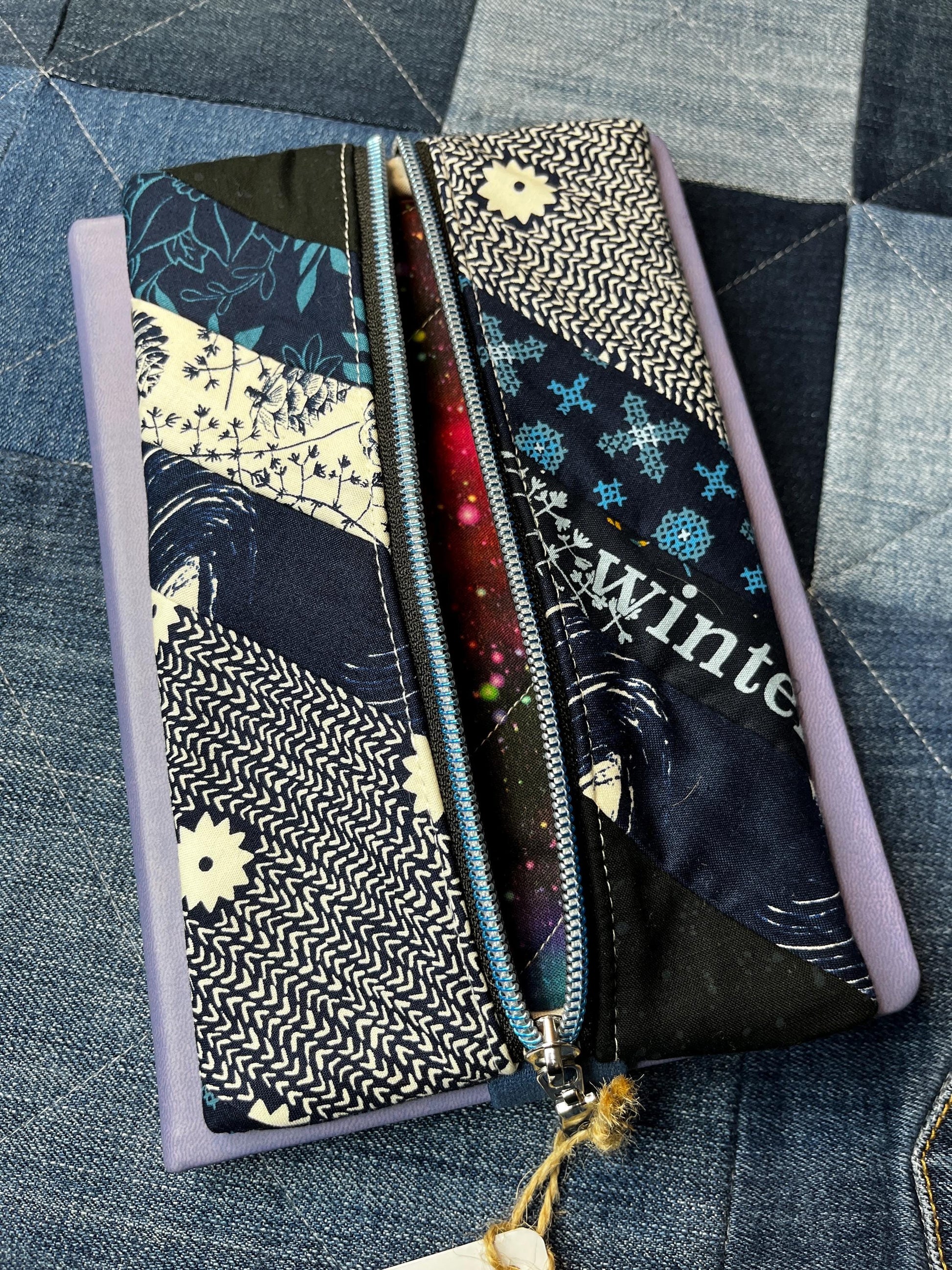 Blue cream Patchwork Notebook Pencil Case - Uphouse Crafts