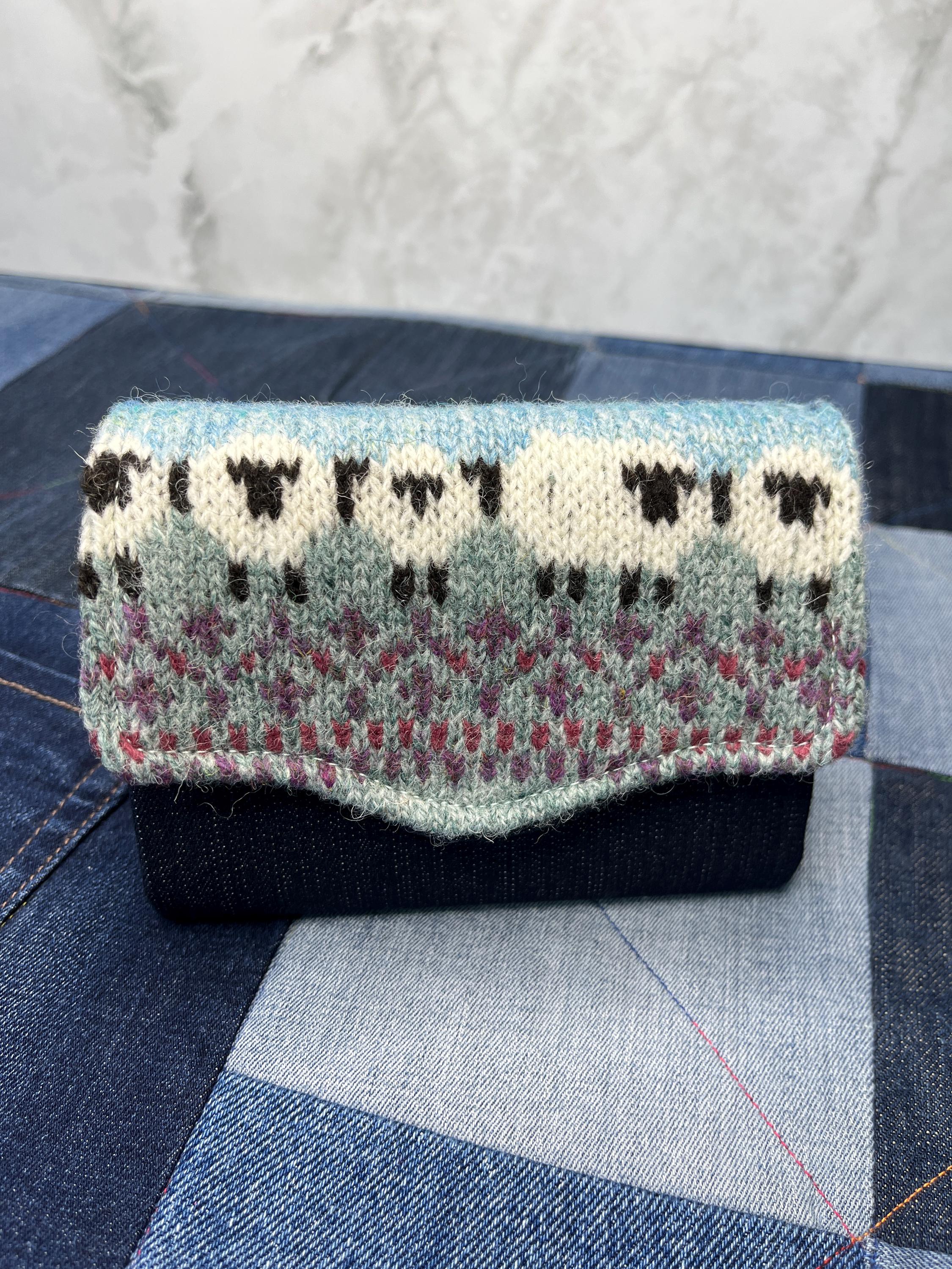 Blue Green Sheep Wool Purse - Uphouse Crafts