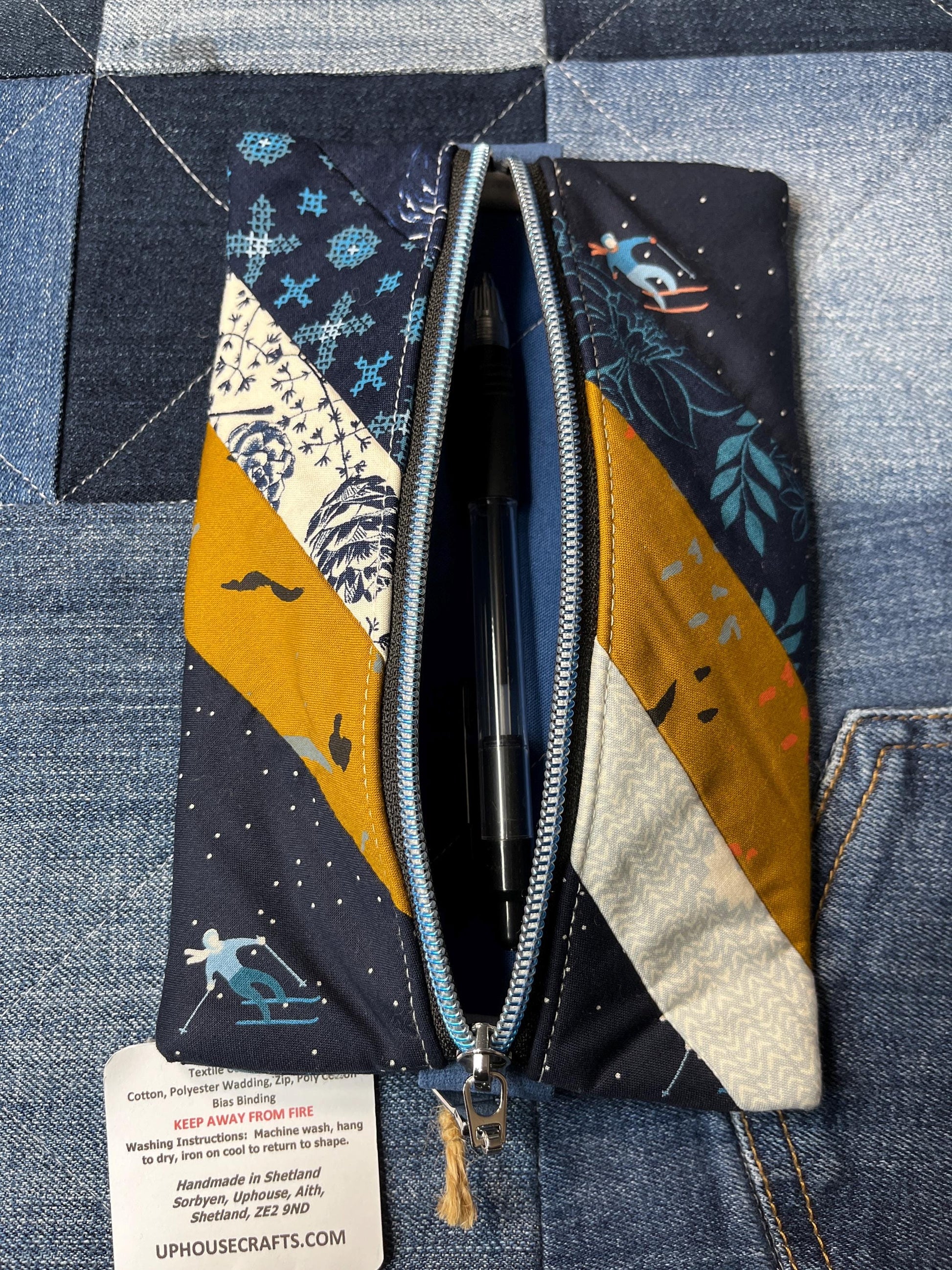 Blue mustard Patchwork Notebook Pencil Case - Uphouse Crafts