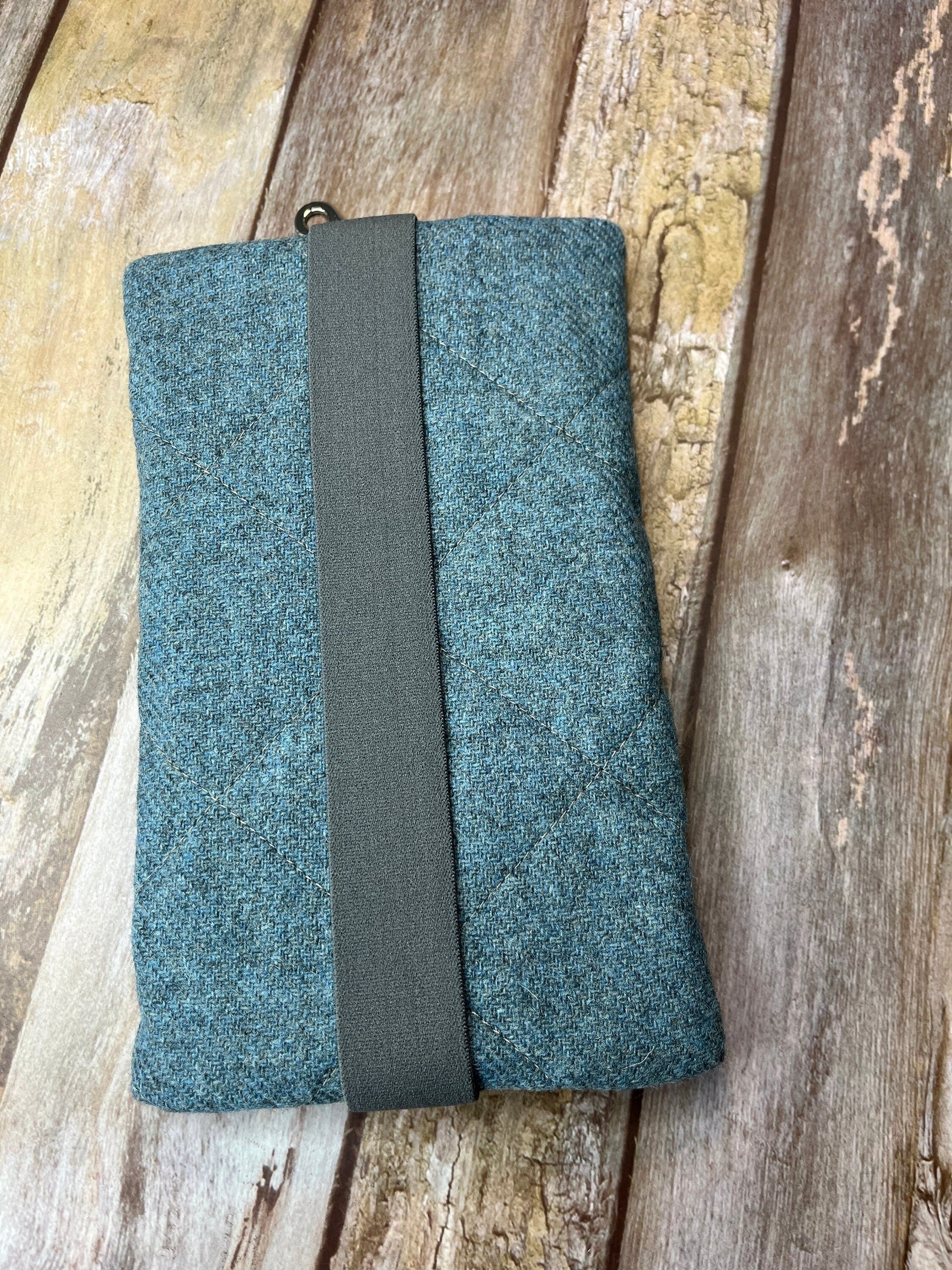 Blue Tweed Notebook Pencil Case, A5 Journal Zip Case, Bookmark - Uphouse Crafts