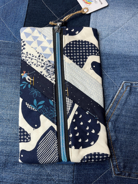 Blue White Patchwork Notebook Pencil Case - Uphouse Crafts