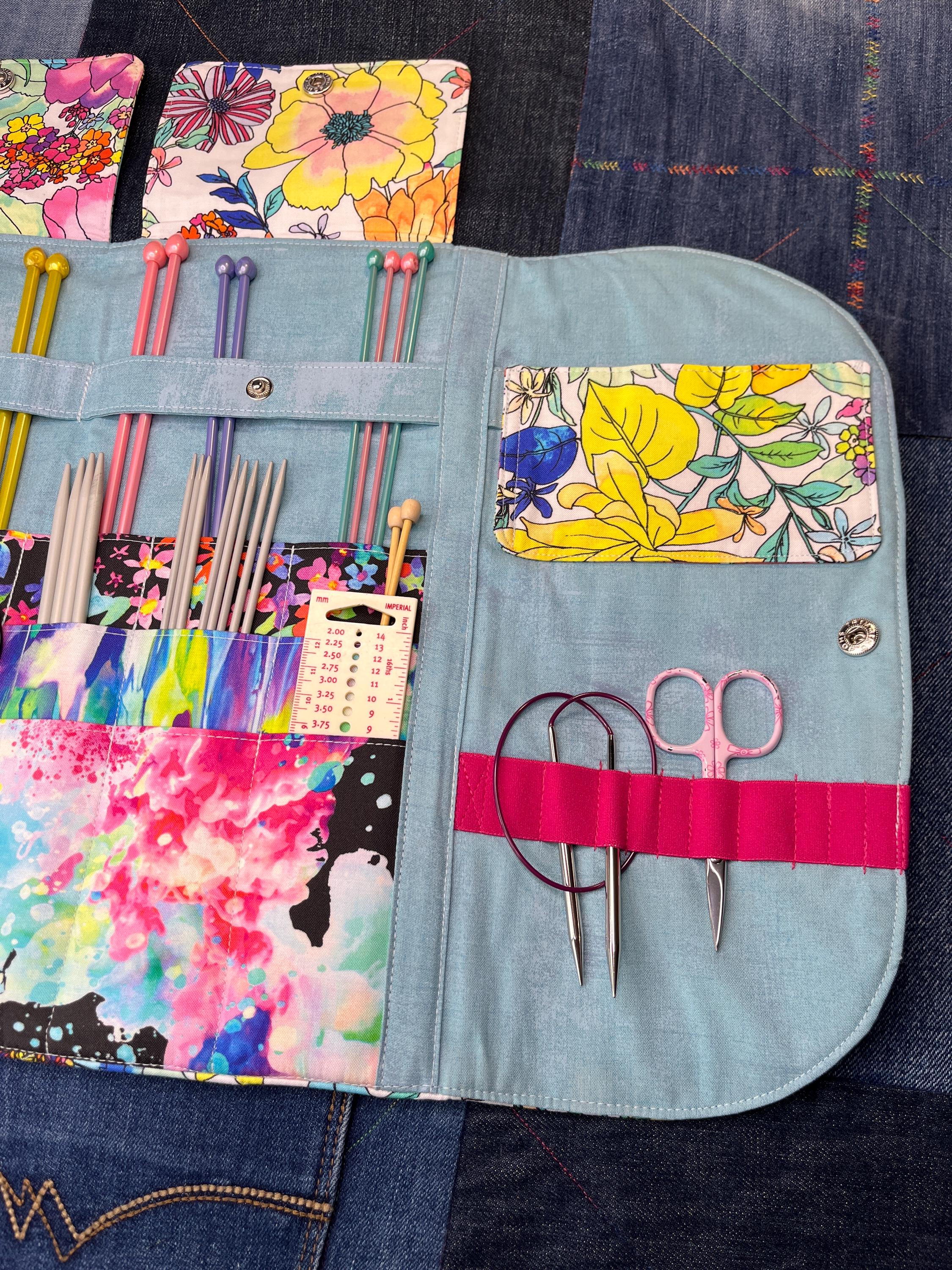 Bright Floral Knitting Needle Case & Zip Pouch - Uphouse Crafts