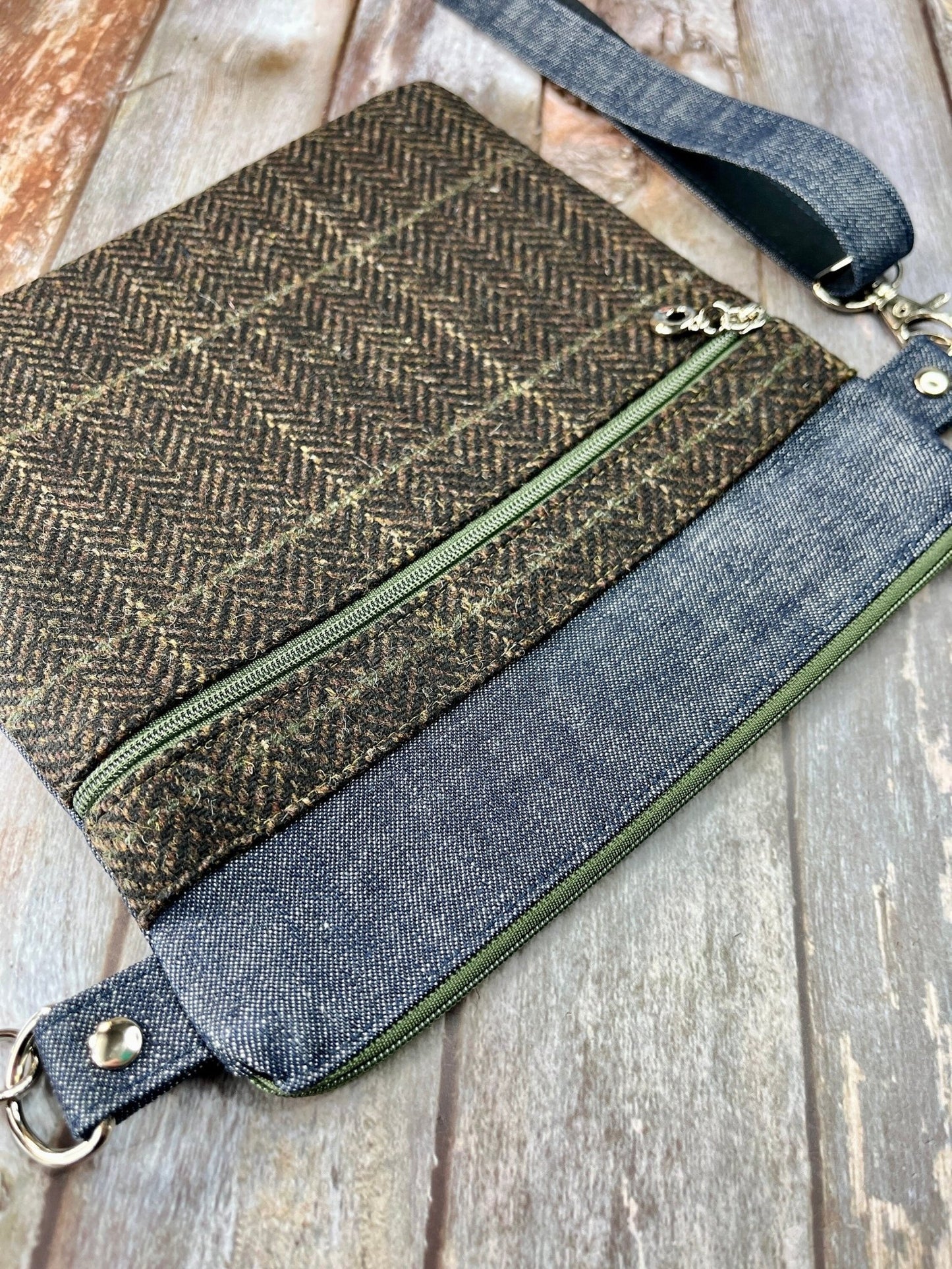 Brown Khaki Wool Tweed Crossbody Bag - Uphouse Crafts