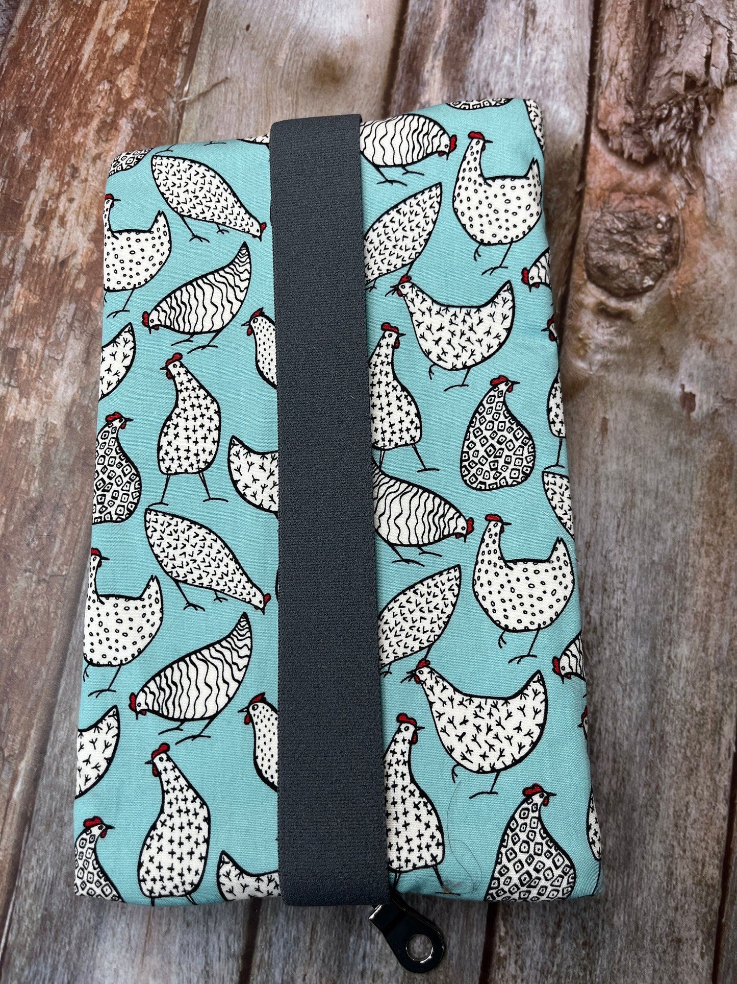 Chicken Quilted Notebook Pencil Case, A5 Journal Zip Case, Bookmark - Uphouse Crafts