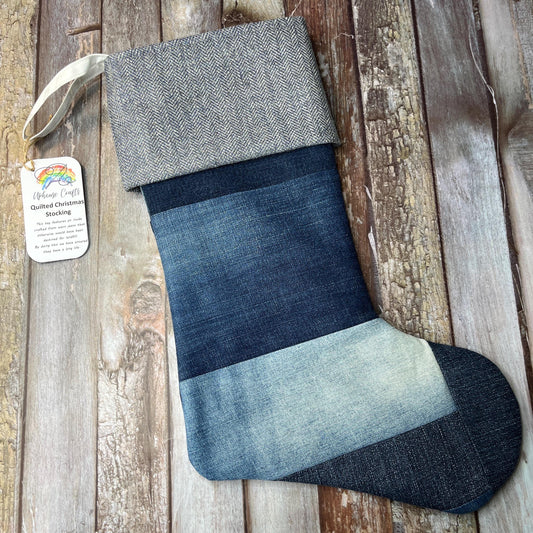 Christmas Stocking | Tweed & Denim | Shetland Grey