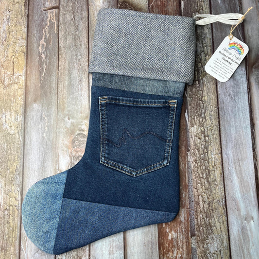 Christmas Stocking | Tweed & Denim | Shetland Grey