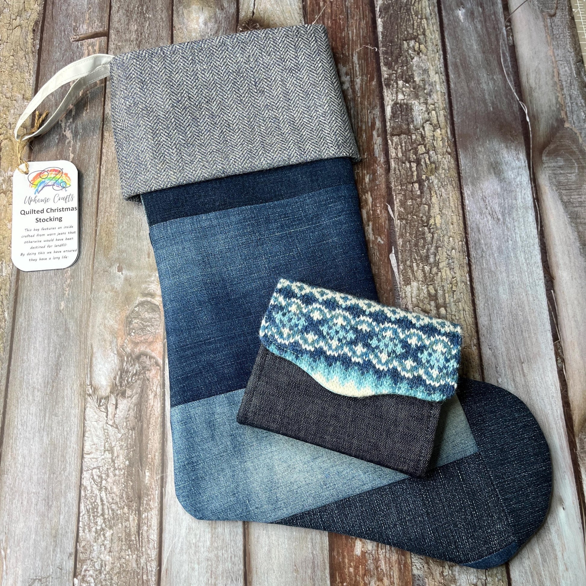 Christmas Stocking | Tweed & Denim | Shetland Grey