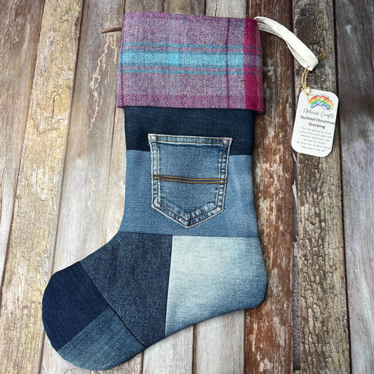 Christmas Stocking | Tweed & Denim | Shetland Hibernal Heather