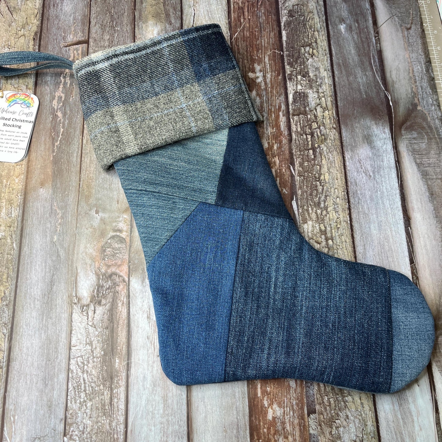 Christmas Stocking | Tweed & Denim | Shetland Stormy Seas - Uphouse Crafts