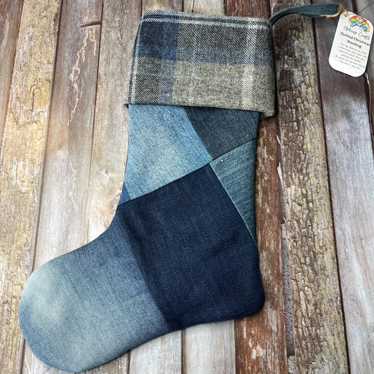 Christmas Stocking | Tweed & Denim | Shetland Stormy Seas - Uphouse Crafts