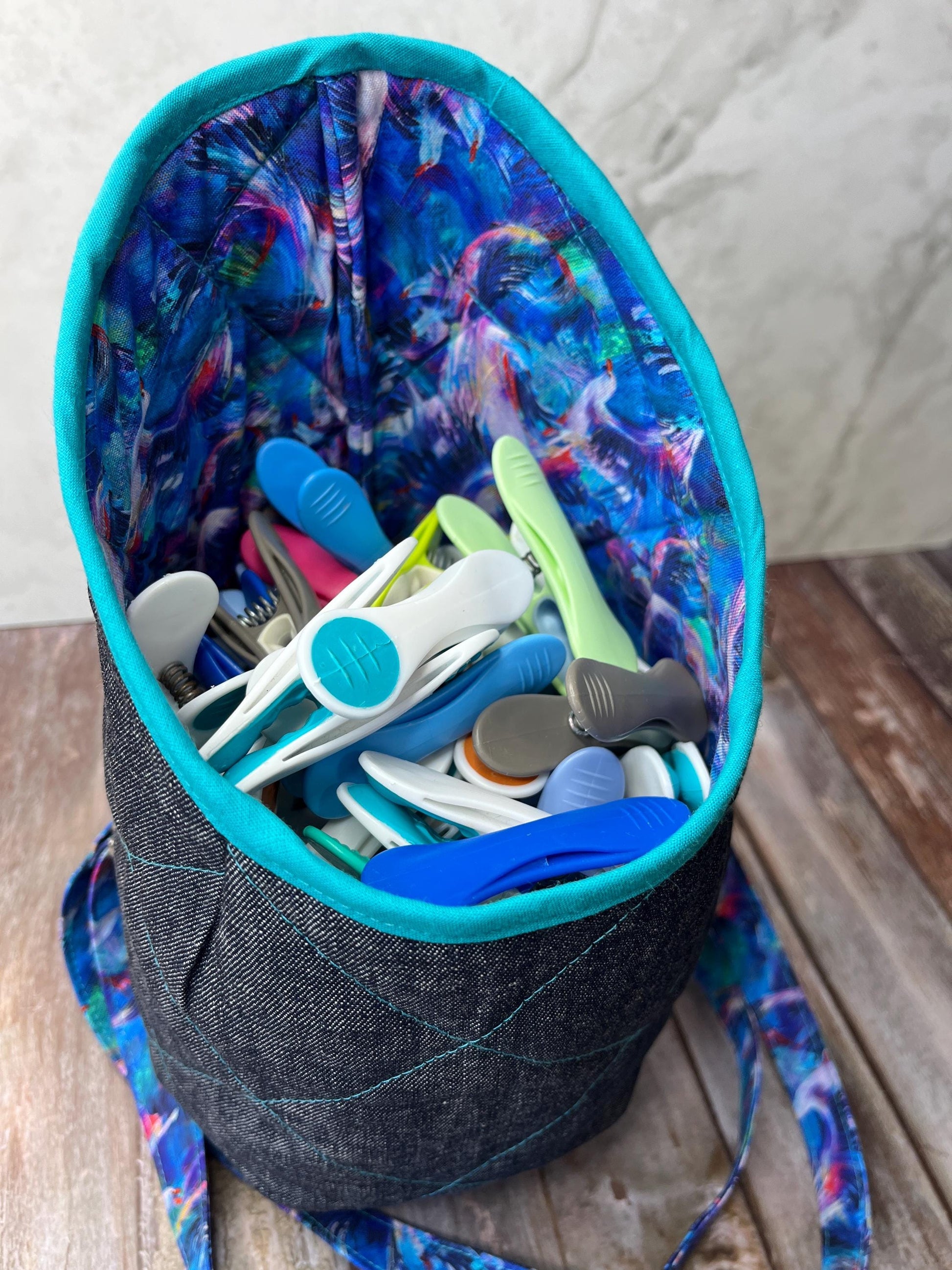 Clothes Peg Bag | Abstract Seagull Denim - Uphouse Crafts