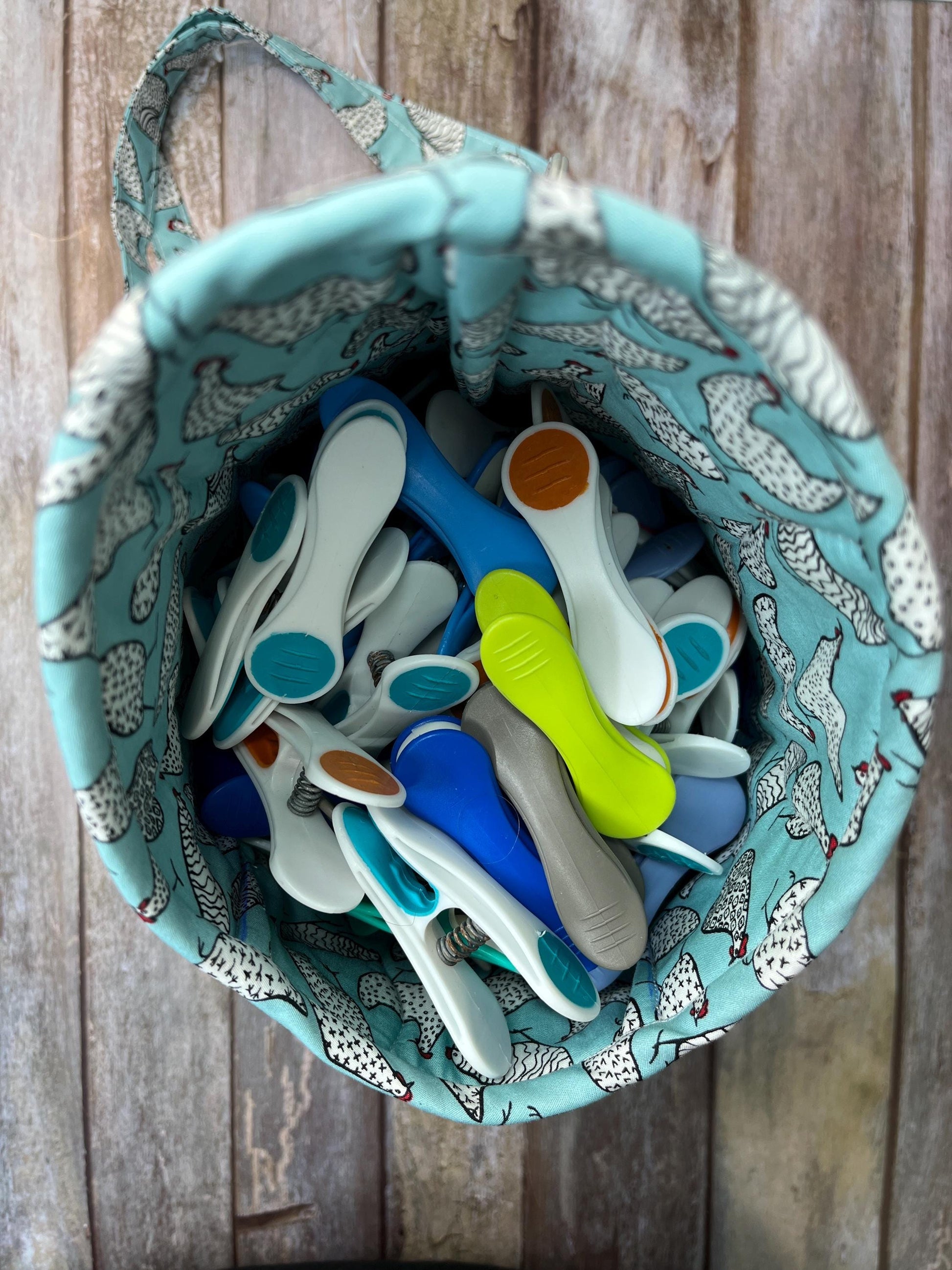 Clothes Peg Bag | Mint Chicken Denim - Uphouse Crafts