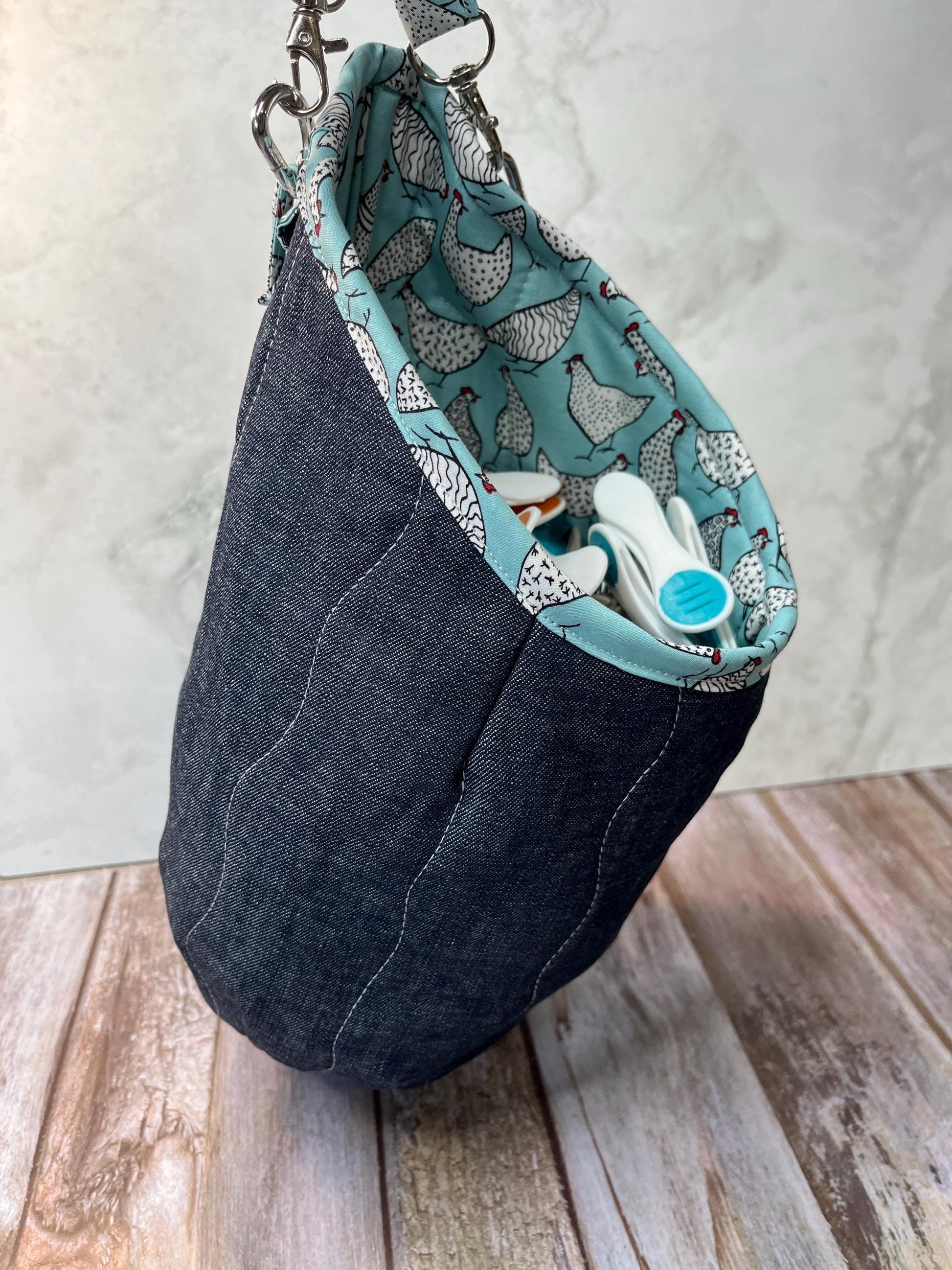 Clothes Peg Bag | Mint Chicken Denim - Uphouse Crafts