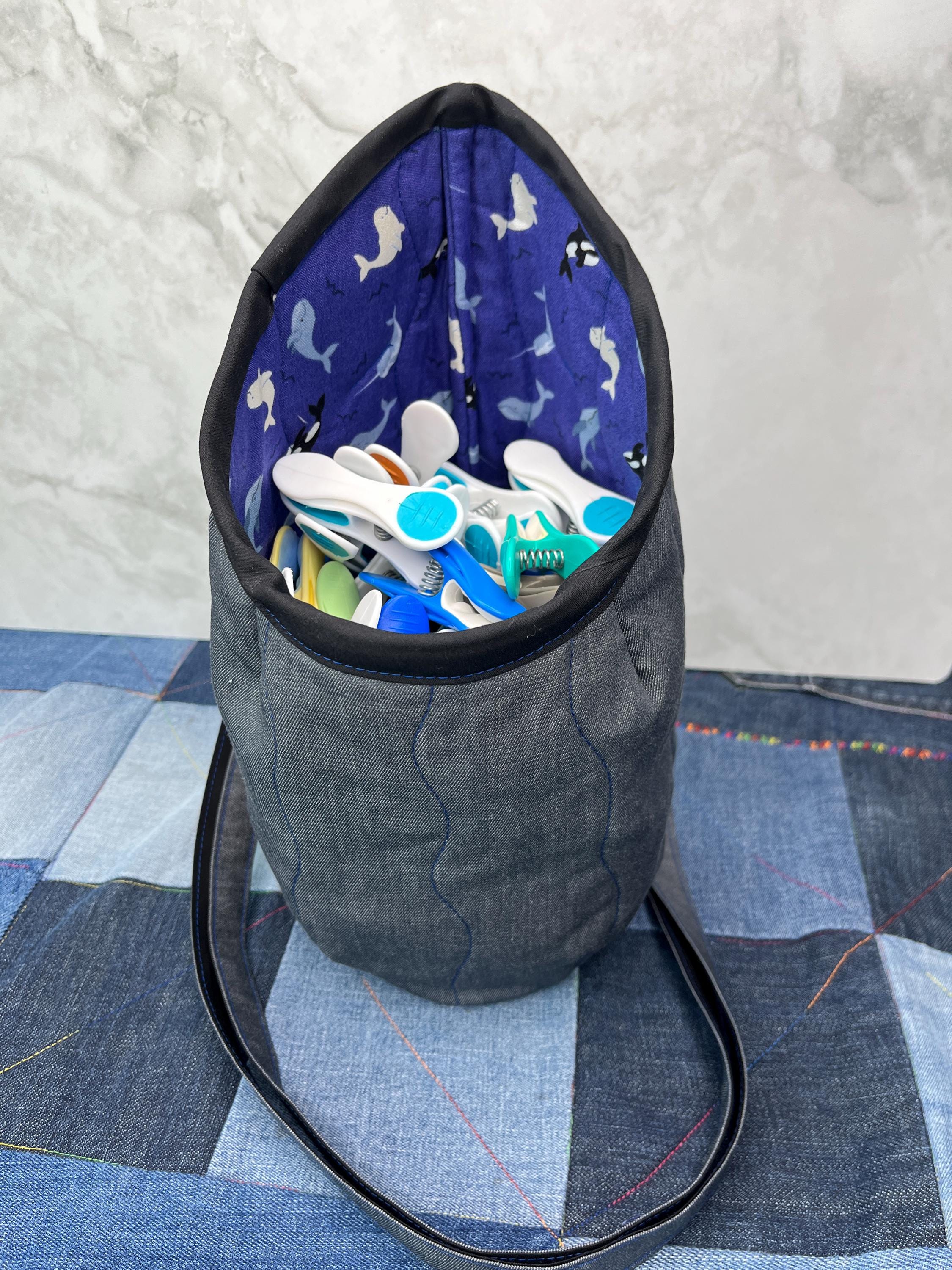 Clothes Peg Bag | Purple Blue Orca - Uphouse Crafts