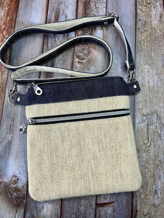 Cream Natural Wool Tweed Crossbody Bag - Uphouse Crafts