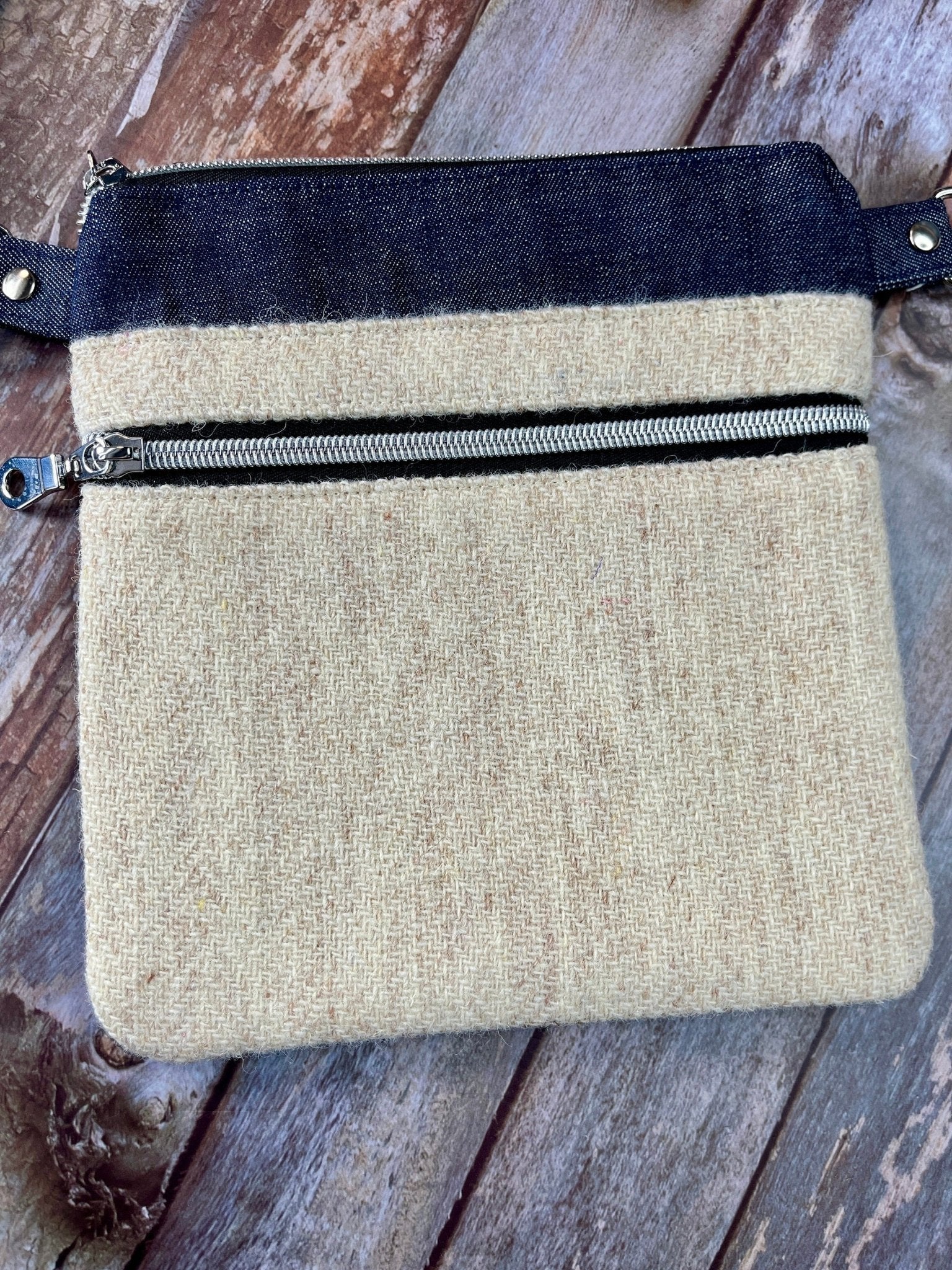 Cream Natural Wool Tweed Crossbody Bag - Uphouse Crafts