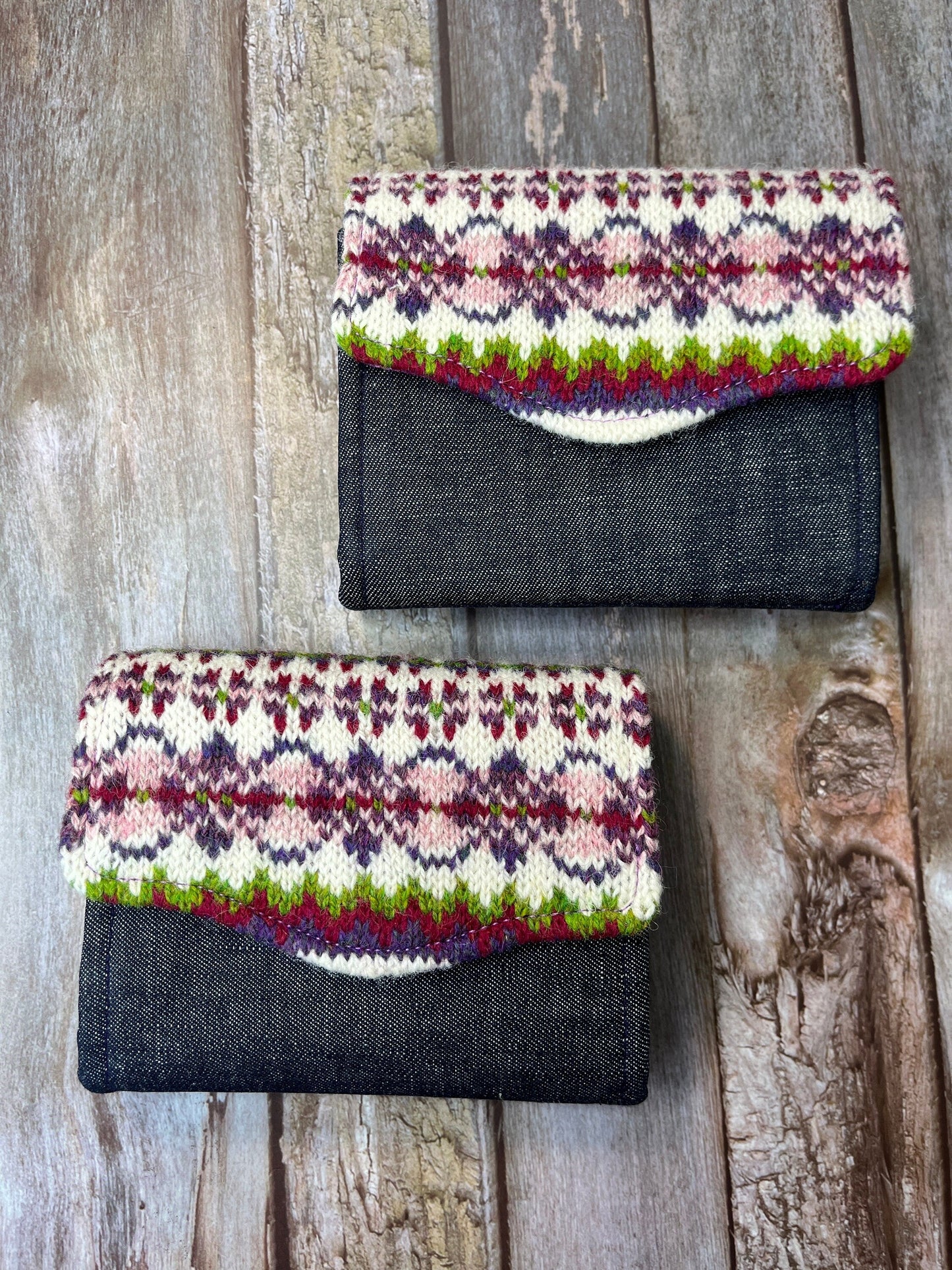 Fair Isle Purse | Pink Purple Green Wool - Uphouse Crafts