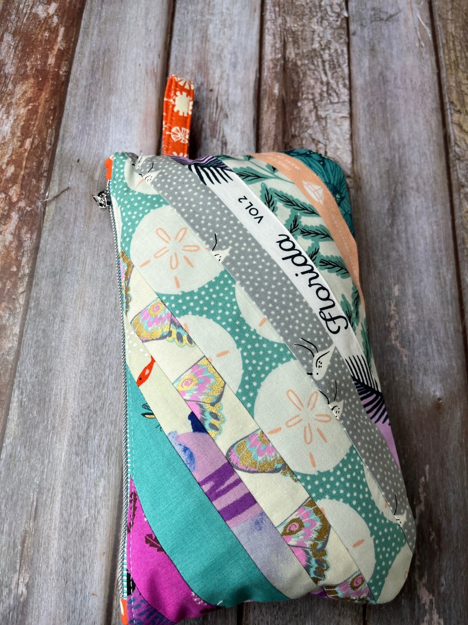 Florida Pink Mushroom Quilted Patchwork Zip Pouch - Uphouse Crafts