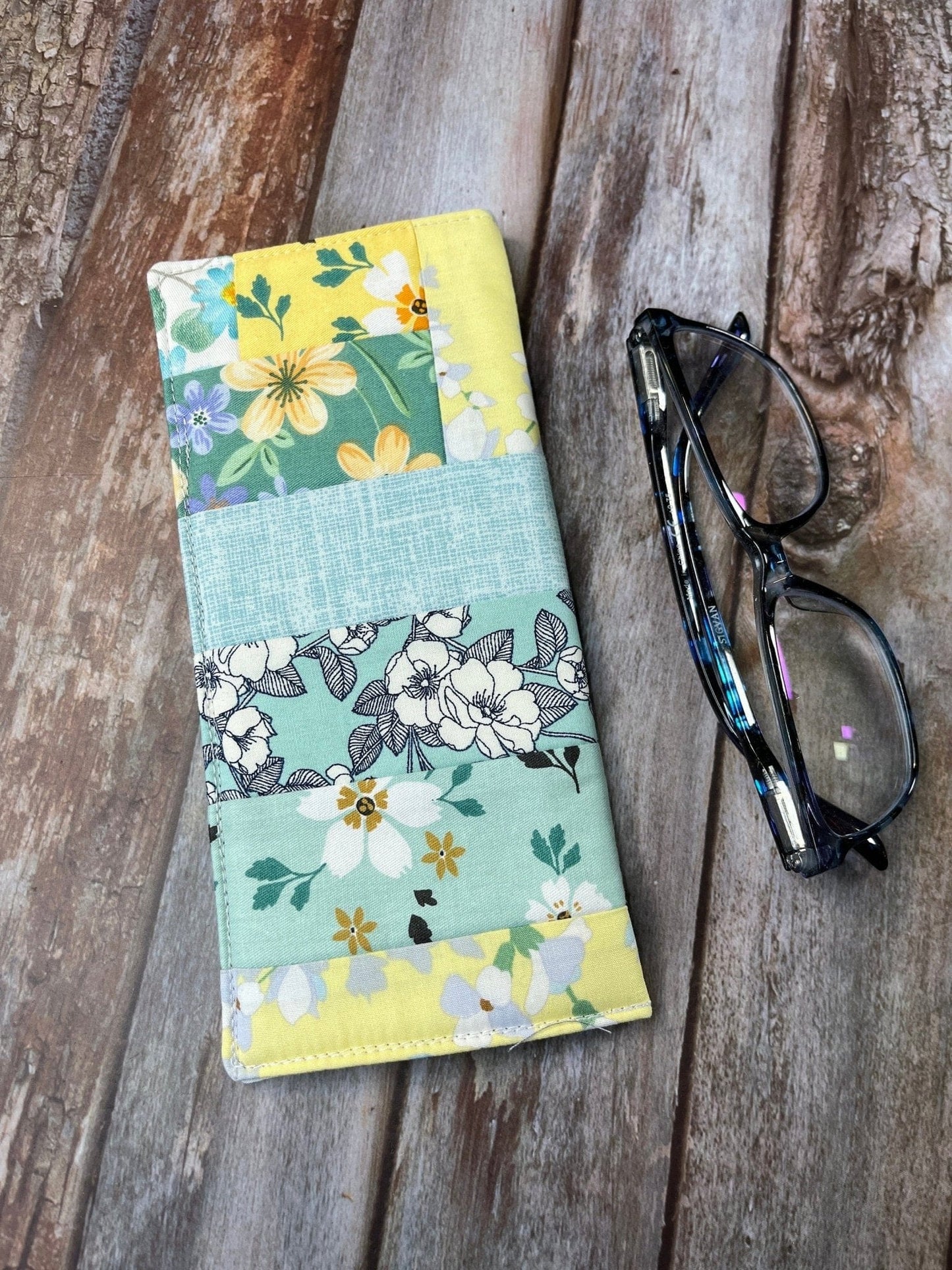 Glasses Case | Mint, Lemon, White Patchwork